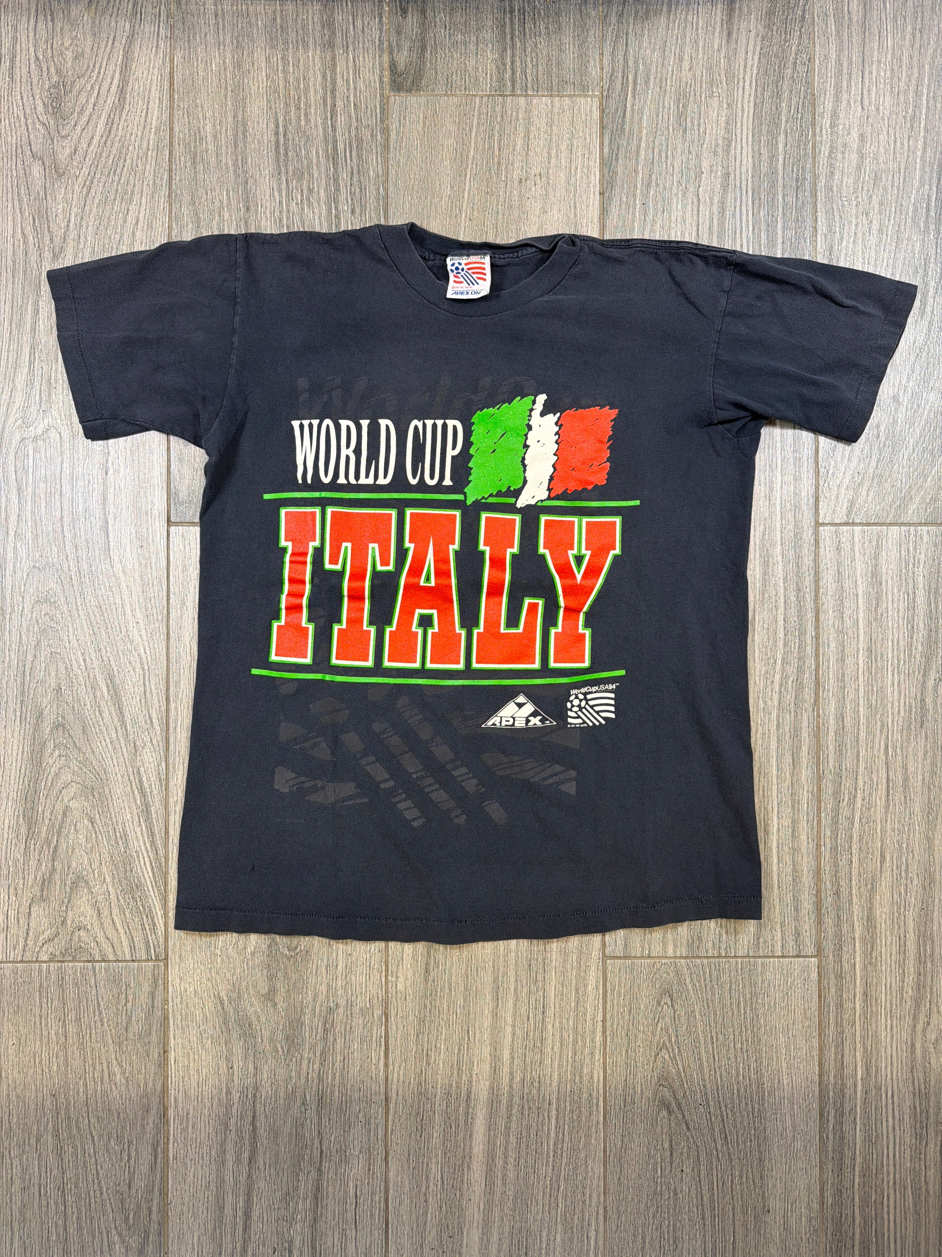 World Cup Italy Soccer Vintage 1994 Apex One Black T-Shirt M/L