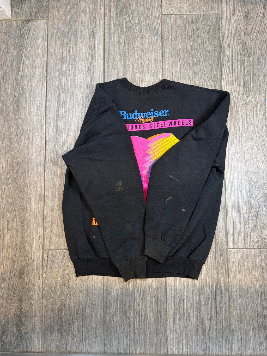 1989 Rolling Stones 'Steel Wheels' Tour Crewneck Sweater Black XL