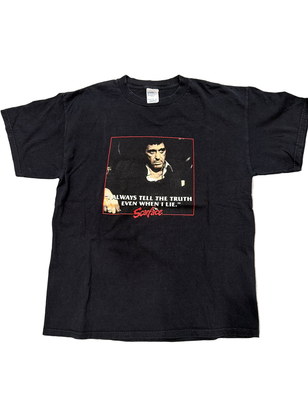 00s Mens Scarface Tony Montana Movie Promo Large T-Shirt Black Delta