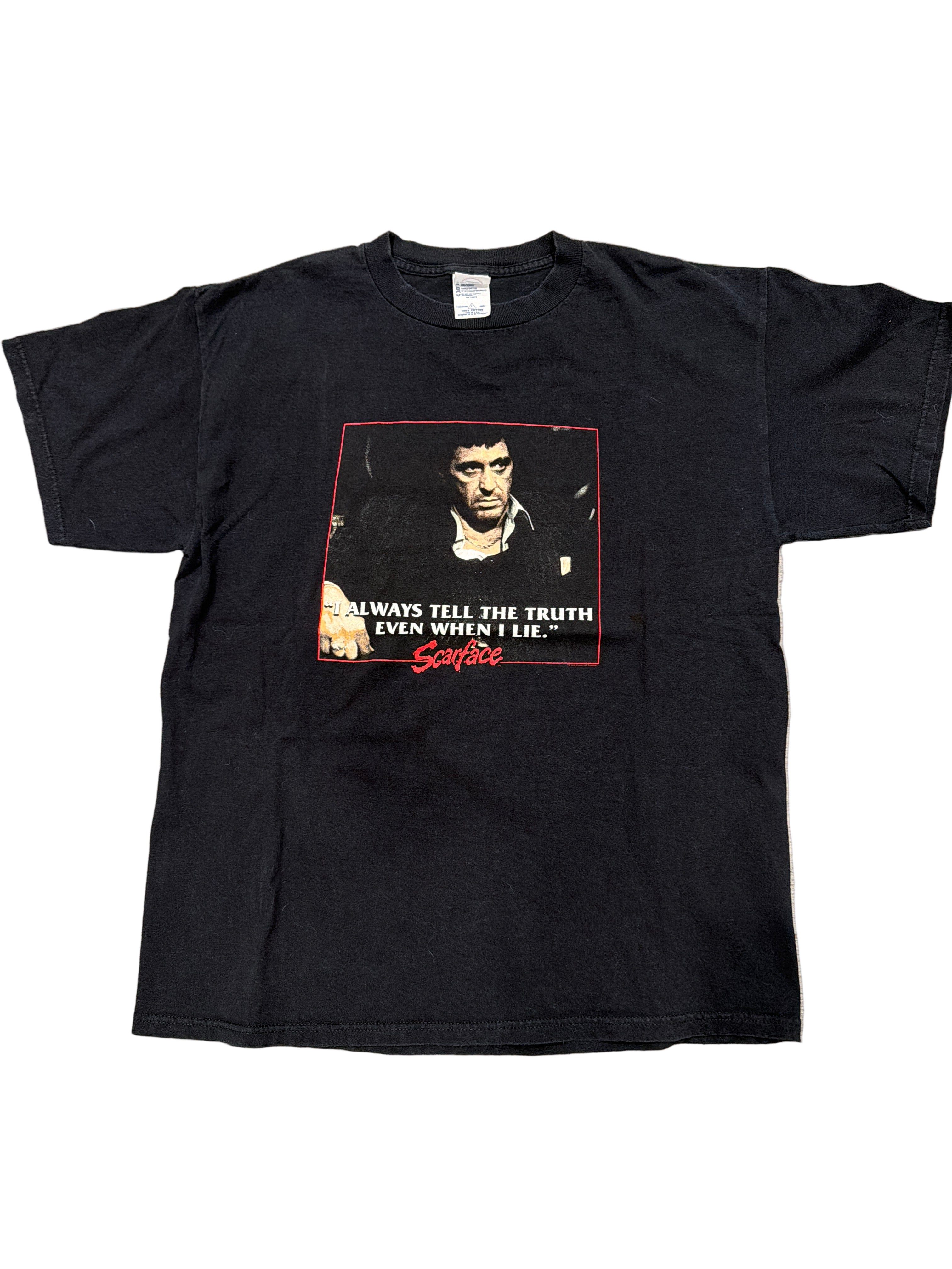 00s Mens Scarface Tony Montana Movie Promo Large T-Shirt Black Delta