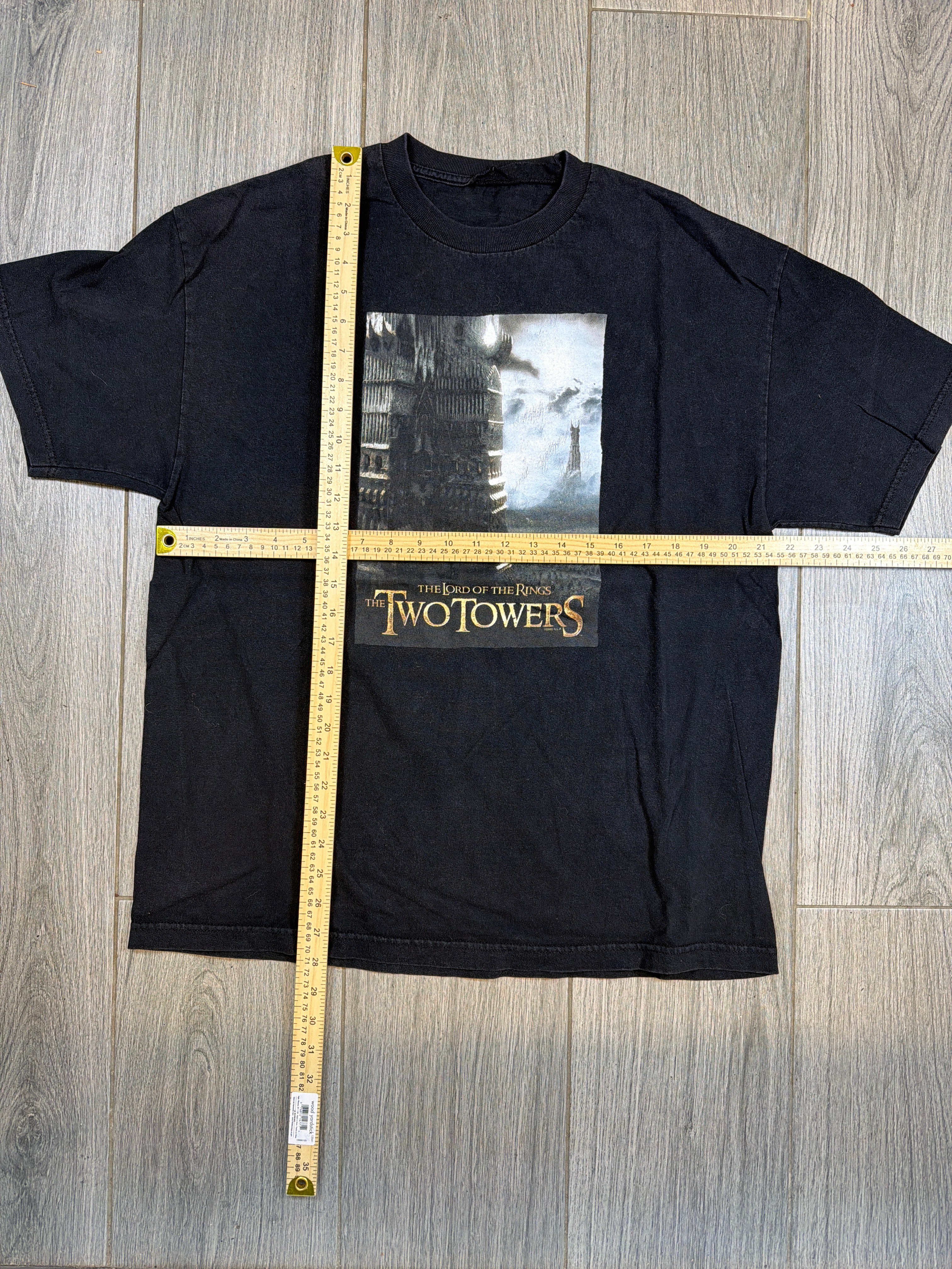 2002 Lord of the Rings The Two Towers Movie Promo Black T-Shirt Large