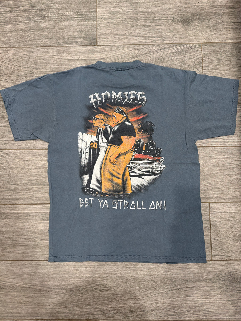 00s Homies Get Your Stroll On Blue/Grey T-Shirt Large