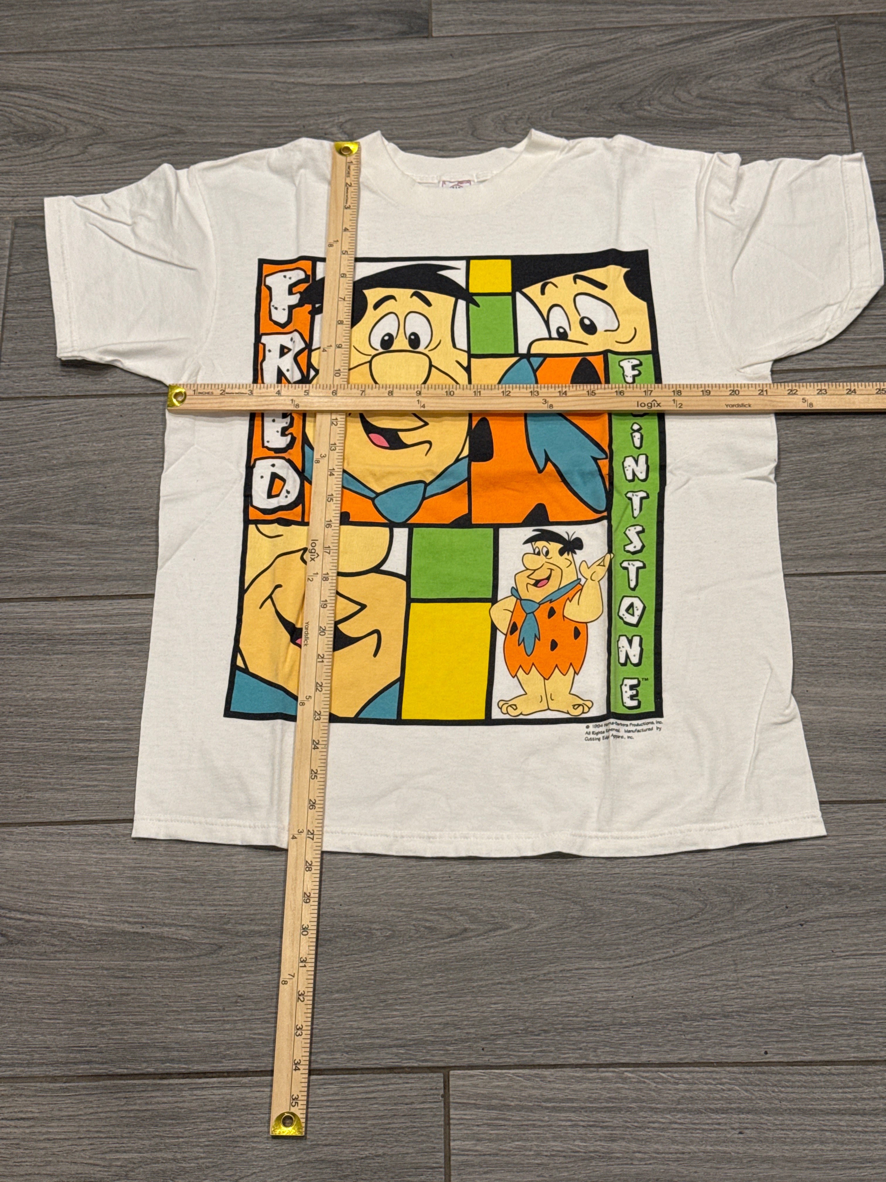 1994 Fred Flinstone Squares White Single Stitched Delta T-Shirt Large