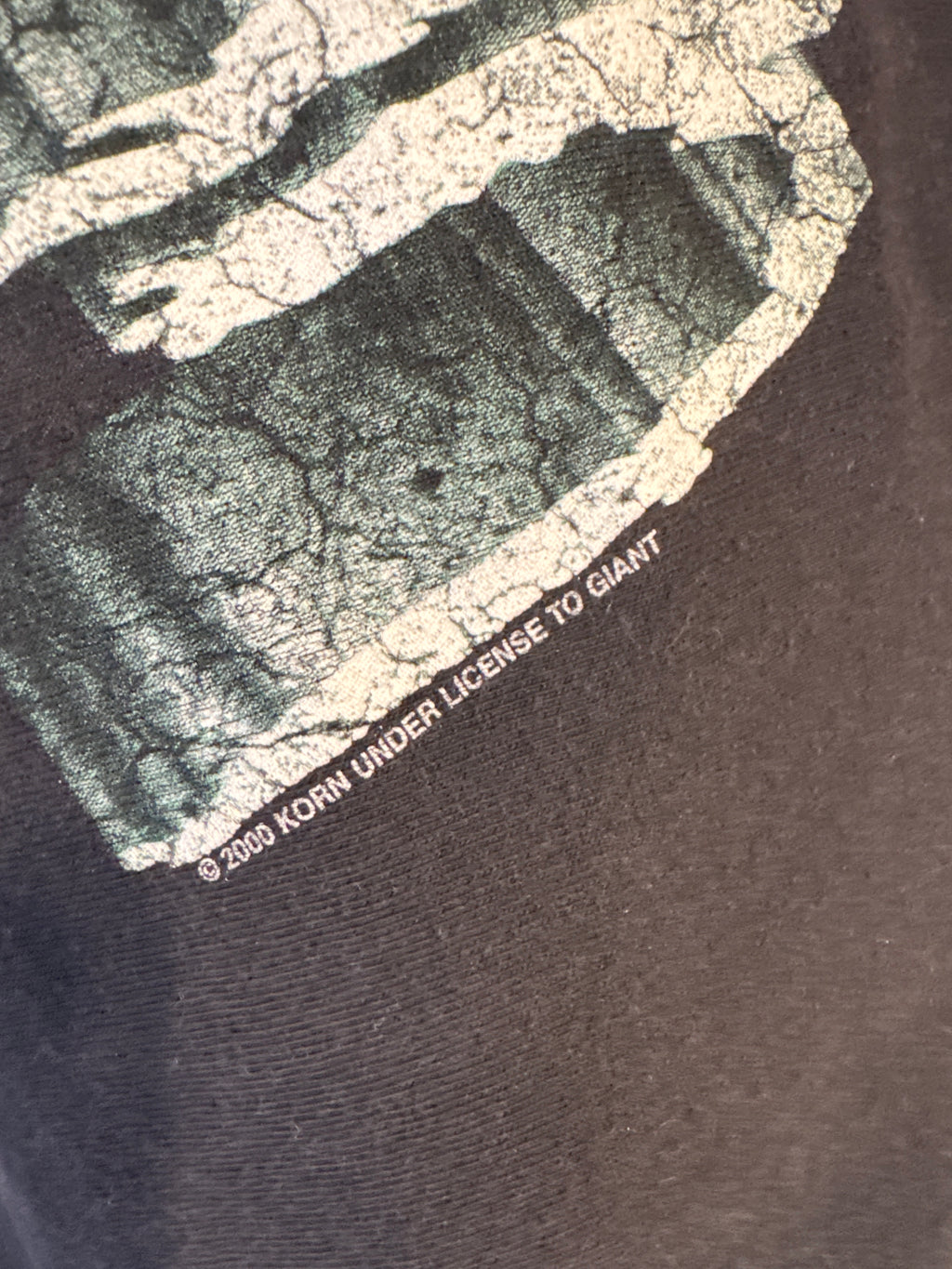 2000 y2k Korn Spellout Black Sleeve Print Giant Rare Vintage T-Shirt XL