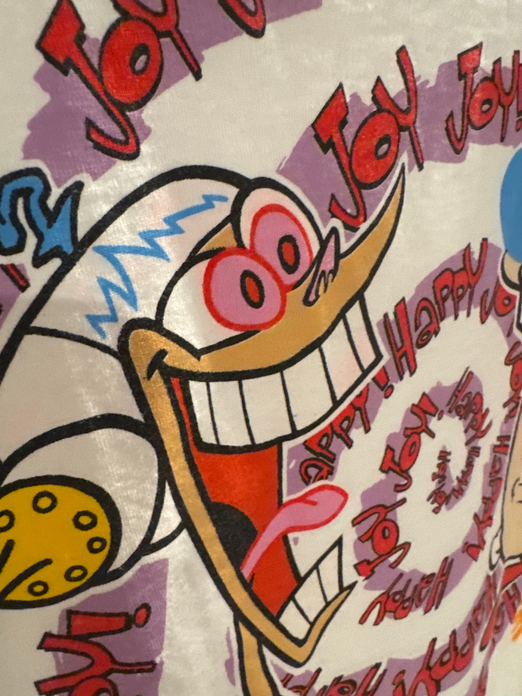 1992 Ren and Stimpy Nickelodeon Happy Joy Changes Large White