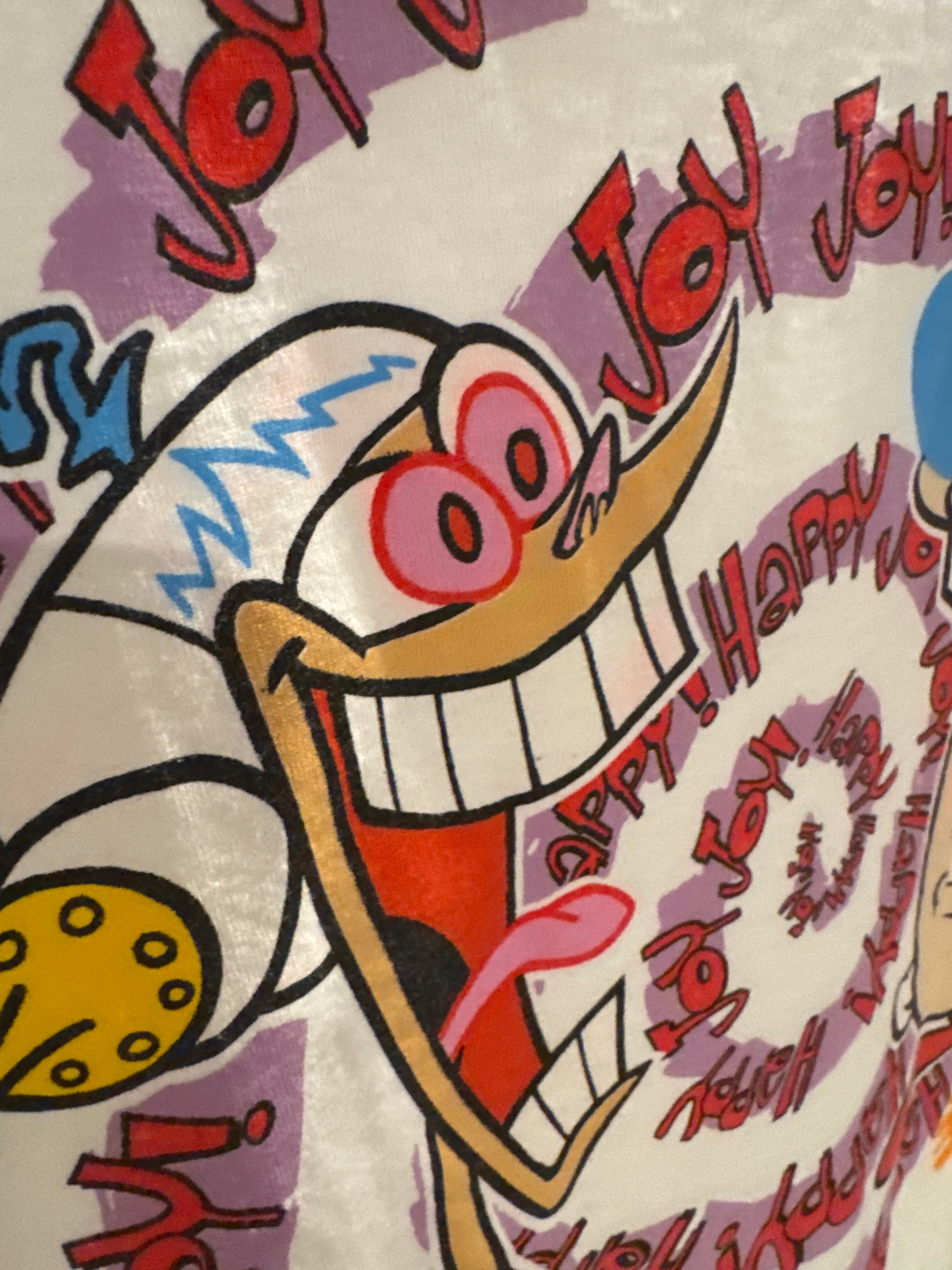 1992 Ren and Stimpy Nickelodeon Happy Joy Changes Large White
