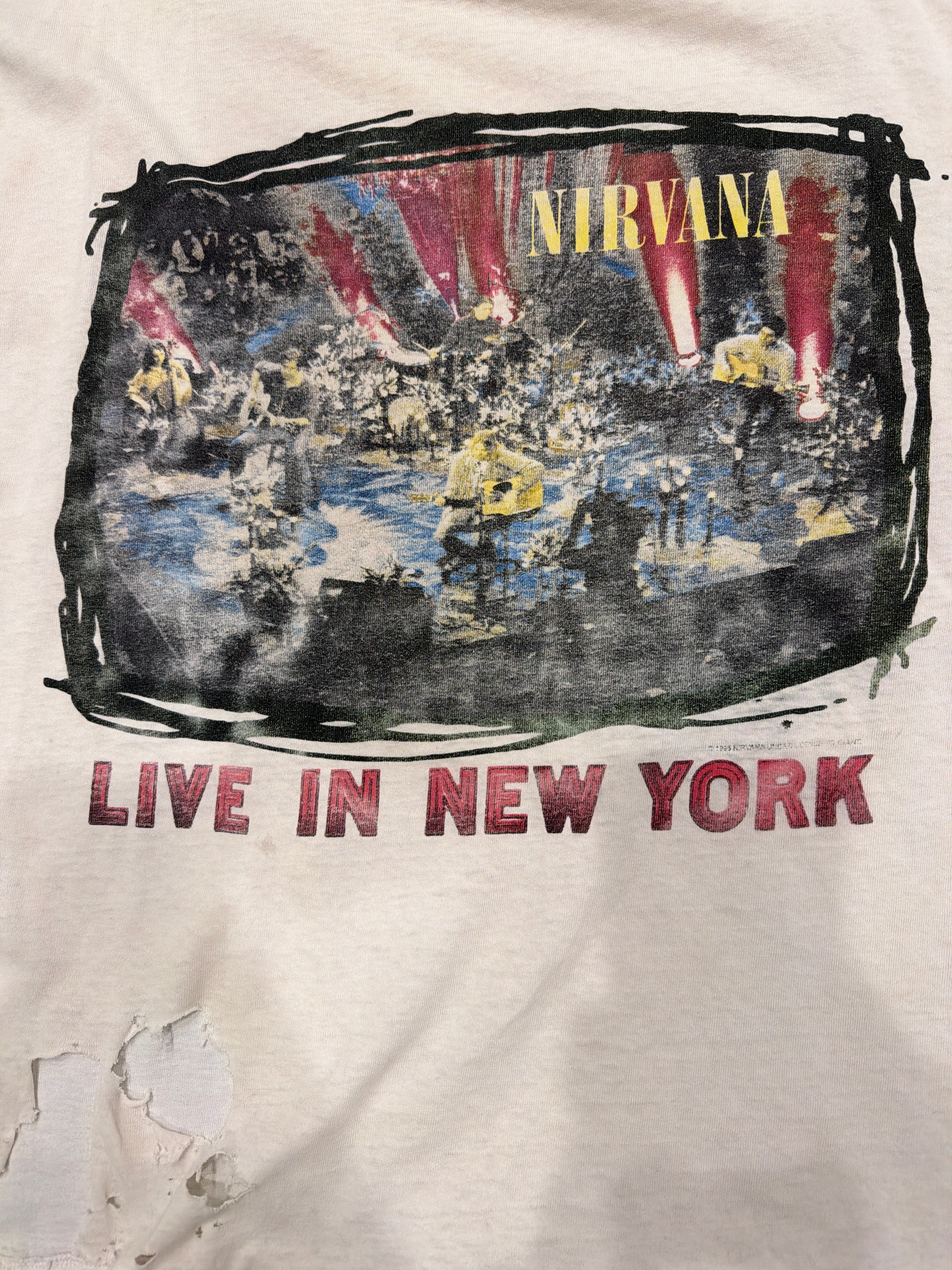 1995 Nirvana MTV Unplugged New York Live Thrashed Repaired T-Shirt XL