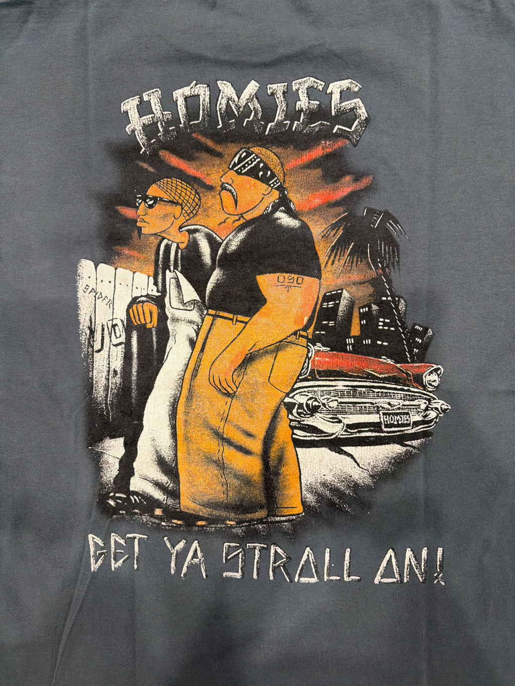 00s Homies Get Your Stroll On Blue/Grey T-Shirt Large