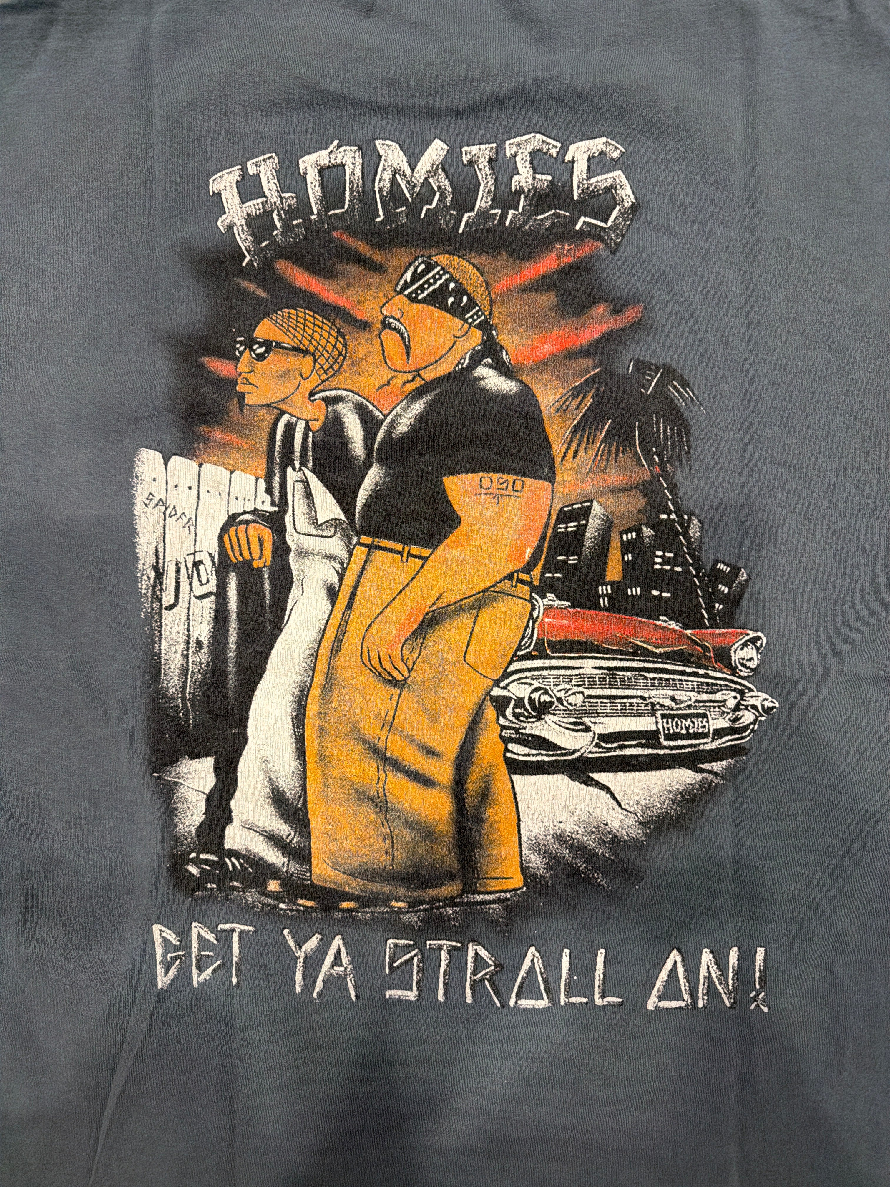 00s Homies Get Your Stroll On Blue/Grey T-Shirt Large