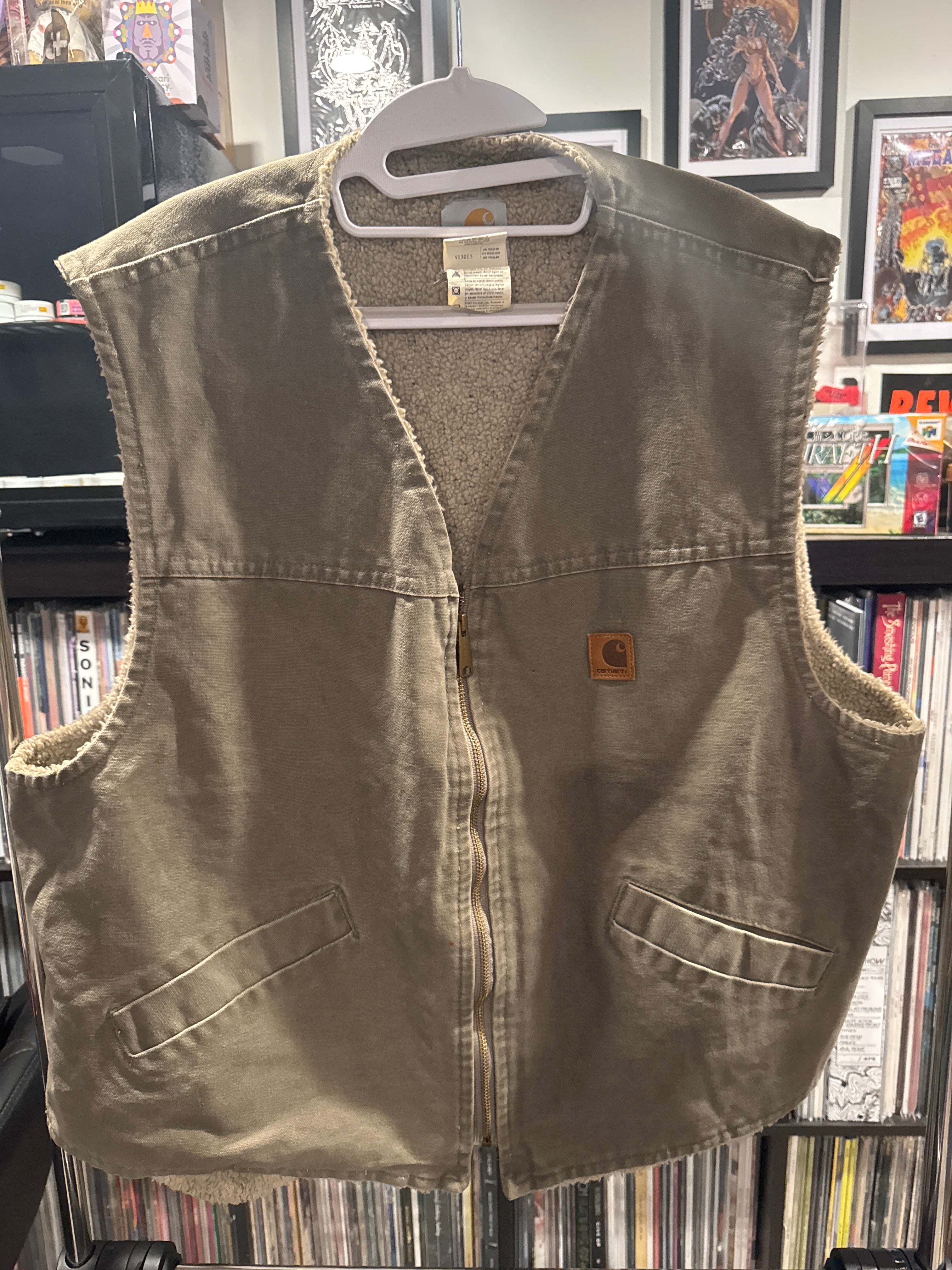 Vintage Carhartt Vest XXL Sherpa Lined Worn Broken In