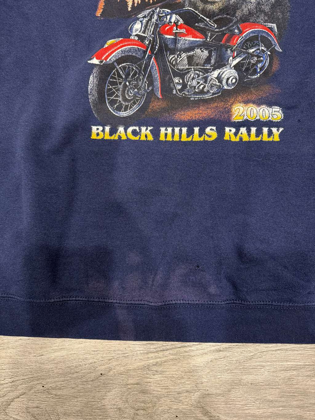 2005 Sturgis Motorcycle Harley Davidson Crew Neck Blue Sweatshirt Large