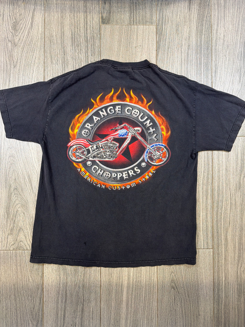 Orange County Choppers Flames Faded Black T-Shirt XL