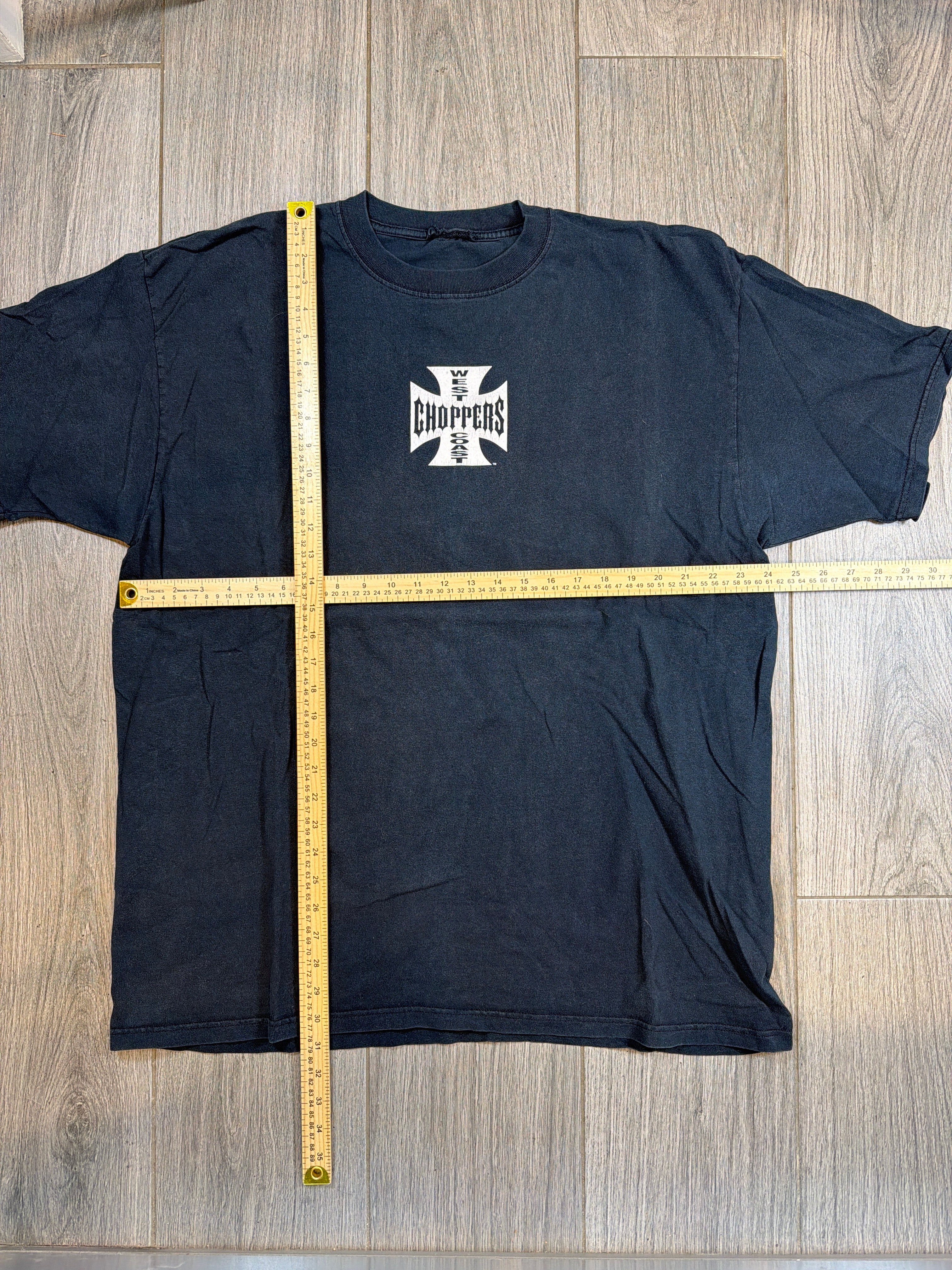 Faded West Coast Choppers Long Beach Iron Cross Black/White T-Shirt XL