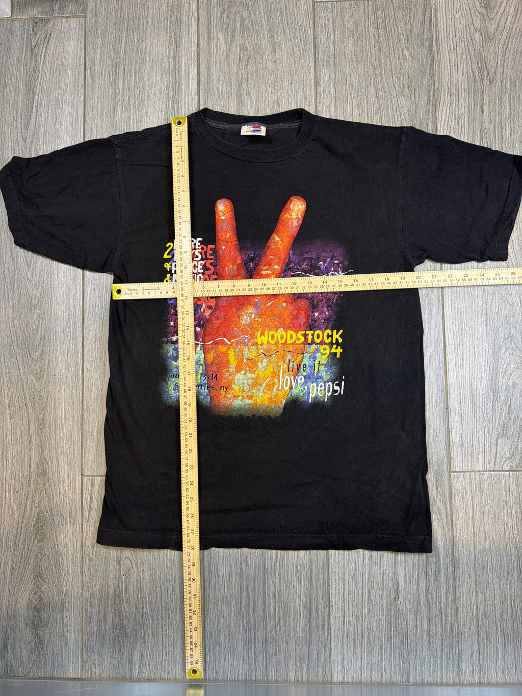 1994 Pepsi Woodstock 94 Full Band List Black T-Shirt Large