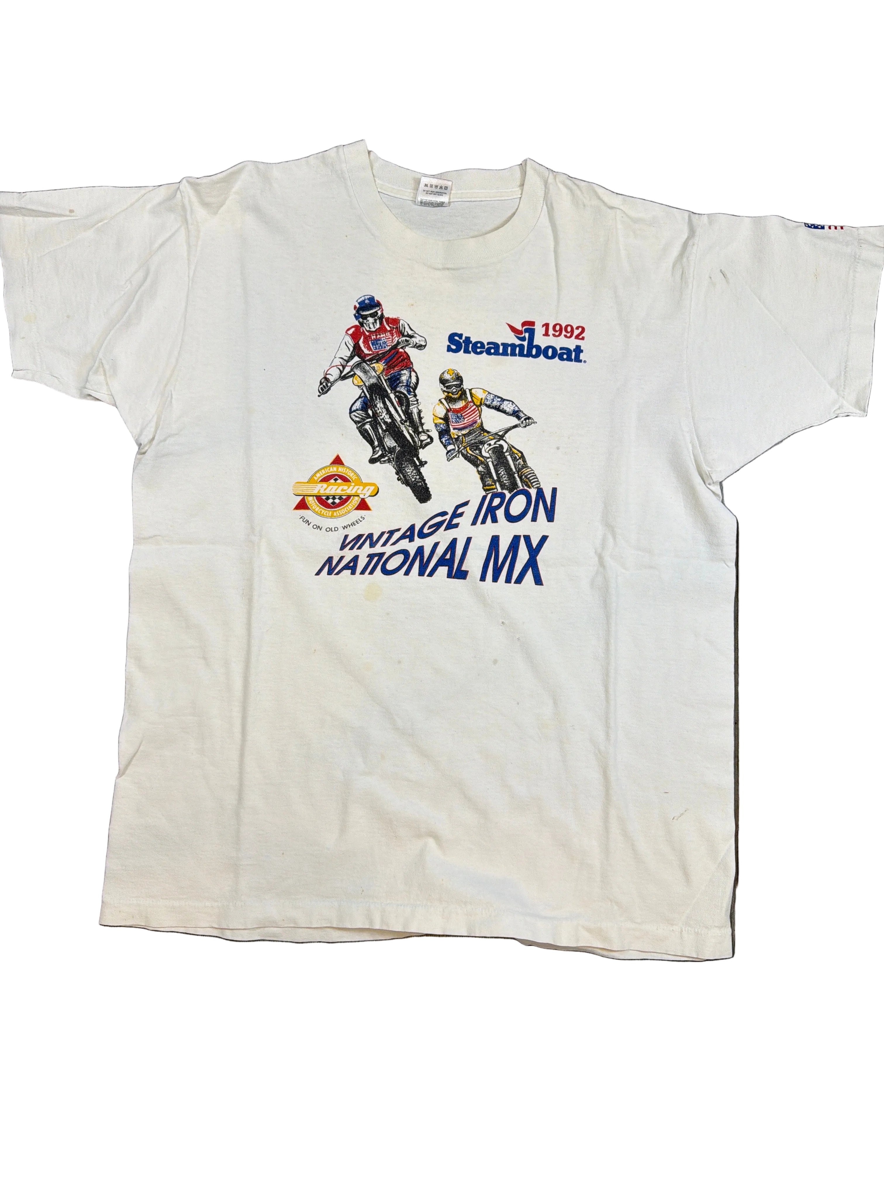 1992 Steamboat Motocross Vintage Iron National Weißes T-Shirt XL