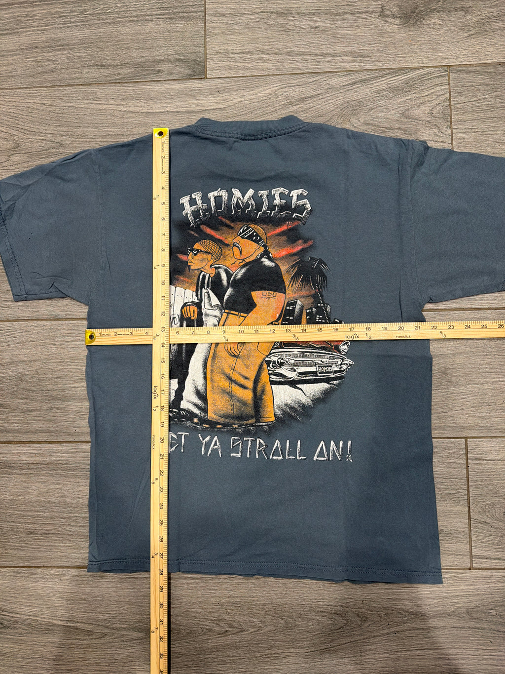 00s Homies Get Your Stroll On Blue/Grey T-Shirt Large