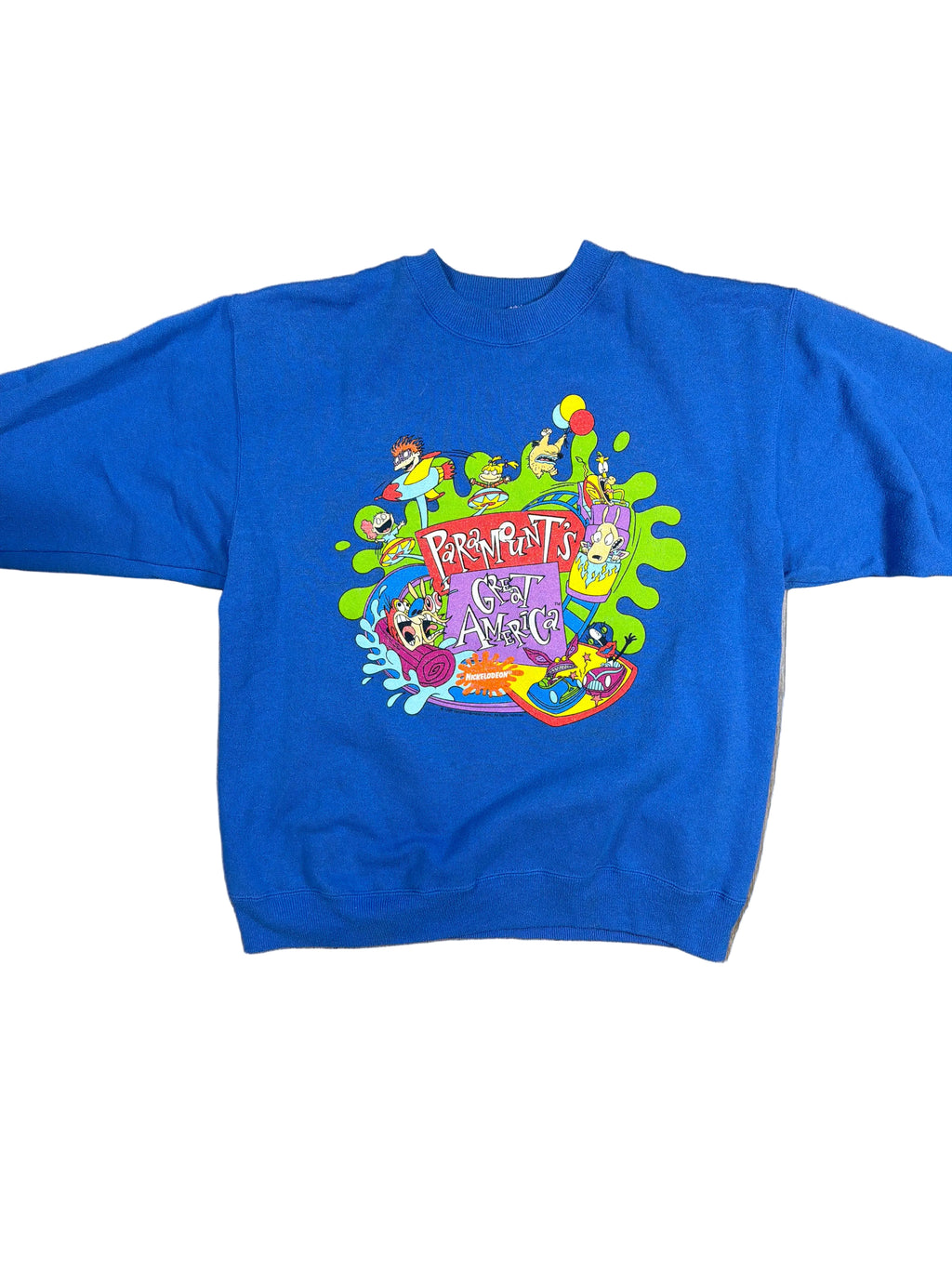 1990s Nickelodeon Great America Crewneck Sweater Blue Medium
