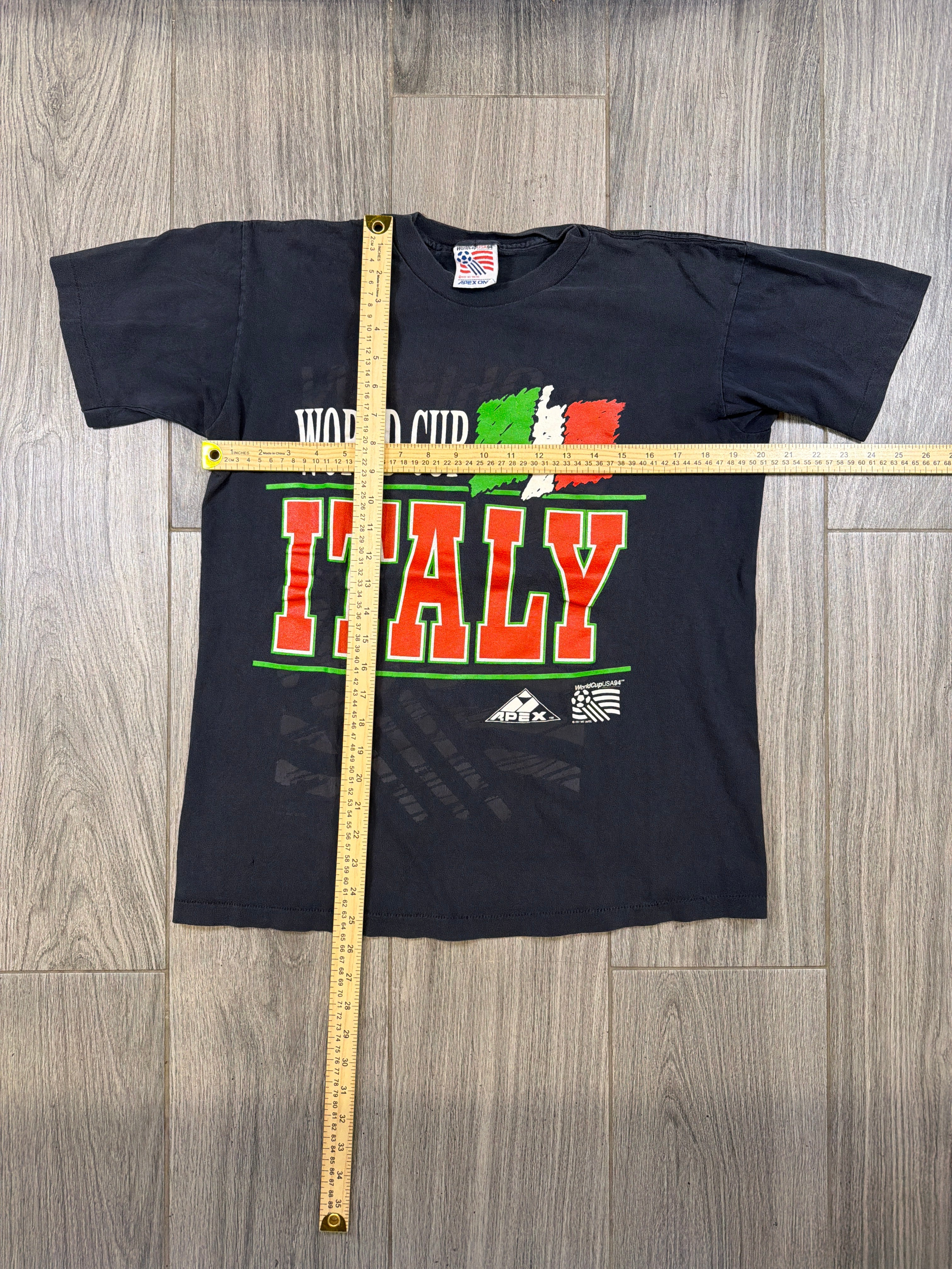 Weltmeisterschaft Italien Fußball Vintage 1994 Apex One Schwarzes T-Shirt M/L