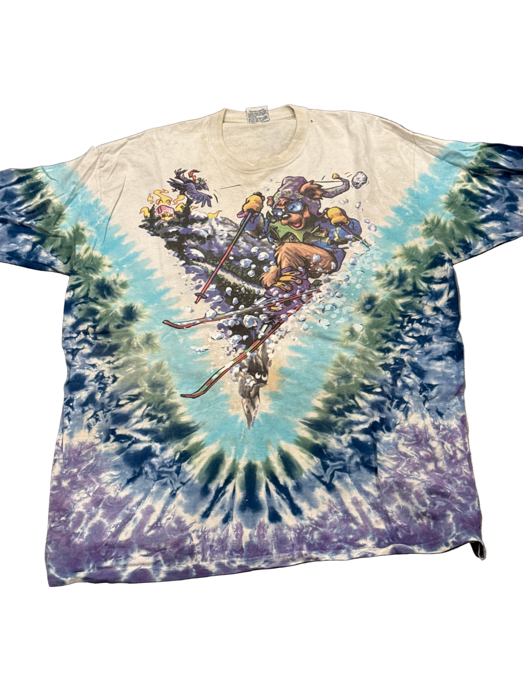 1996 Grateful Dead Ski Bear Liquid Blue Tie Dye T-Shirt 2X