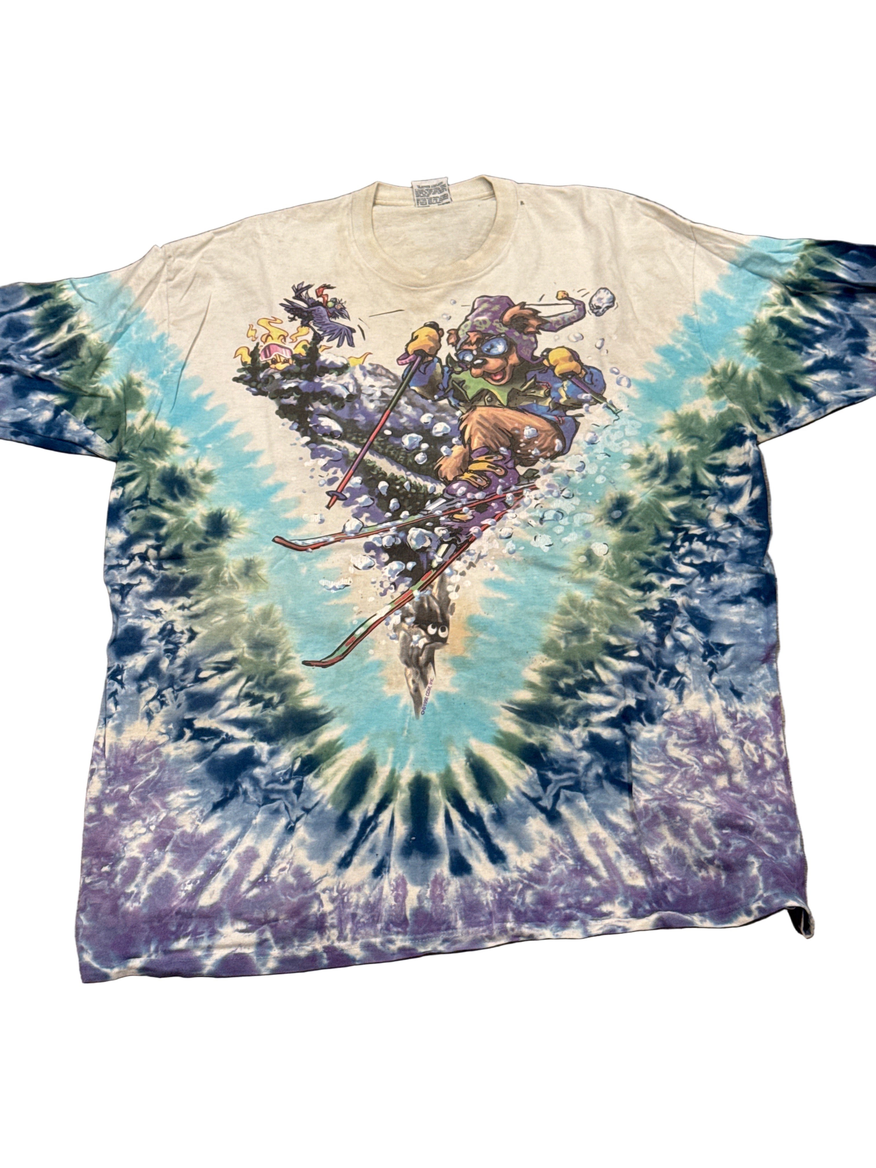 1996 Grateful Dead Ski Bear Liquid Blue Tie Dye T-Shirt 2X