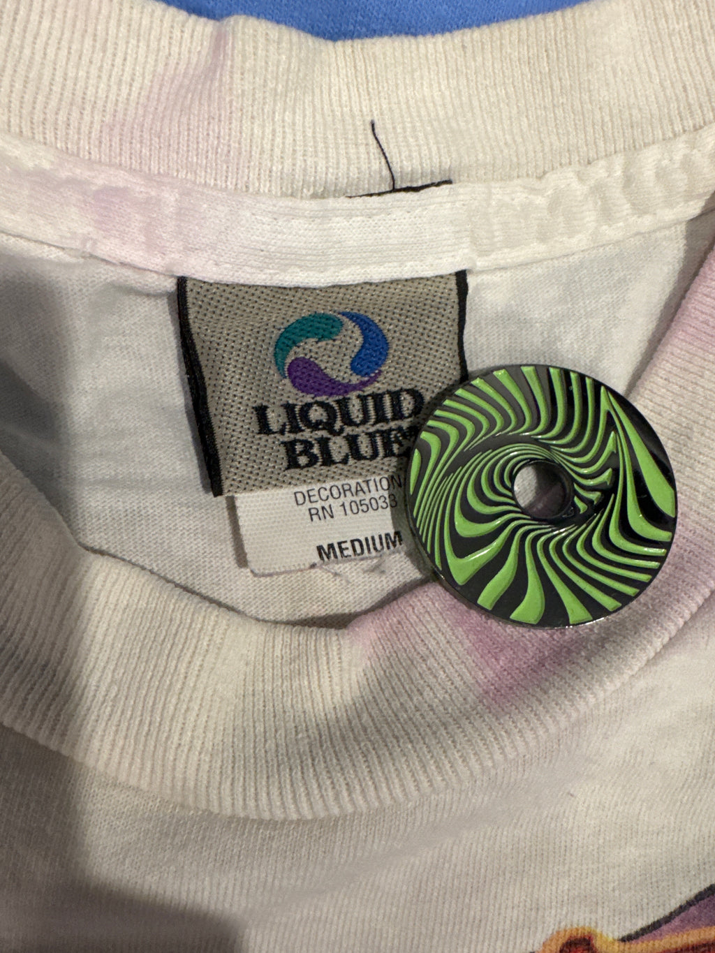 90s Grateful Dead Terrapin Moon Tie Dye Liquid Blue T-Shirt Medium