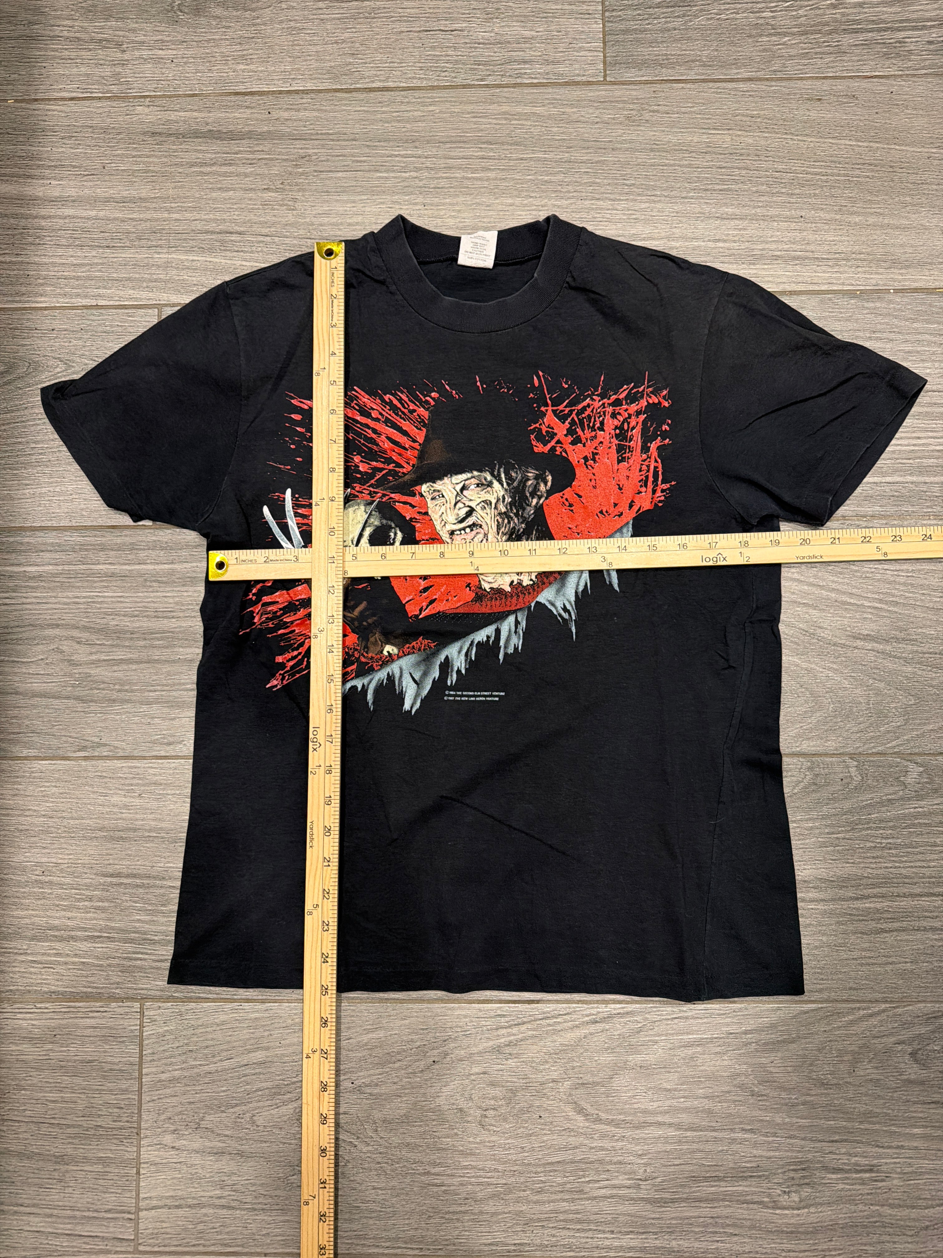 80s Freddy Kruger Suck Face Double Sided Black T-Shirt Medium