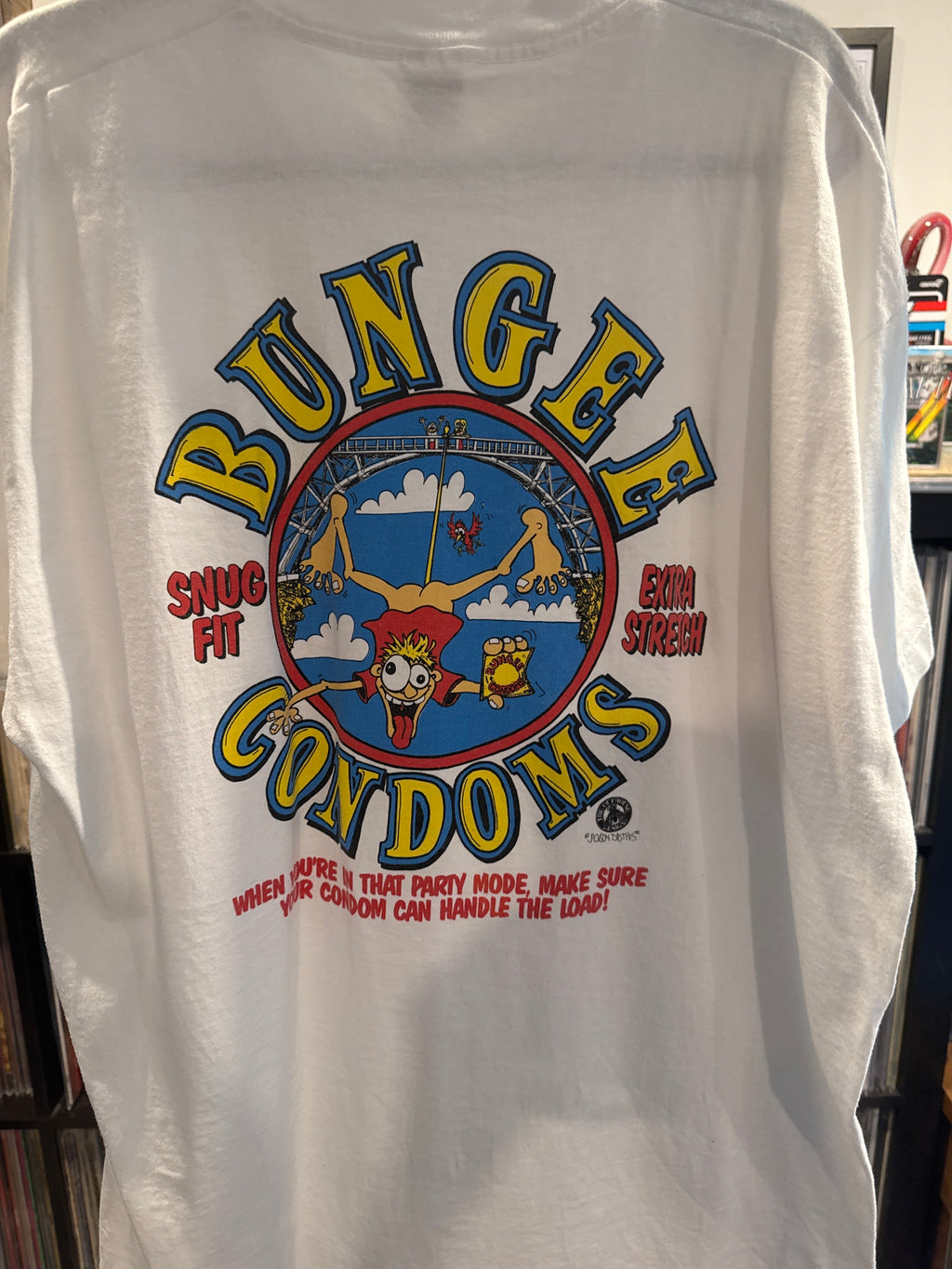 90s Bungee Condoms Vulgar Fruit of the Loom White Single Stitch XL