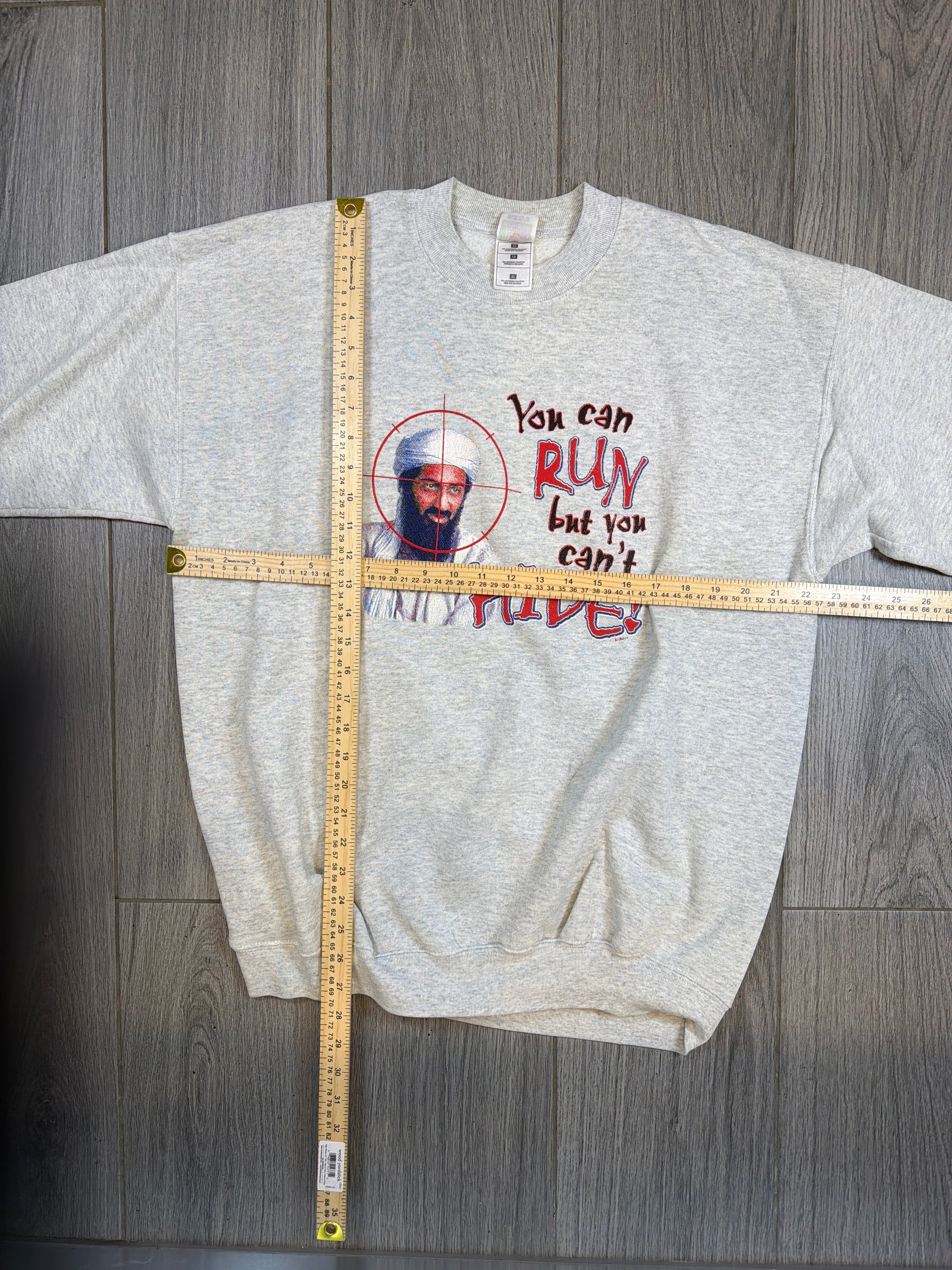 2000s Osama Can't Hide Funny Crewneck Sweater XL