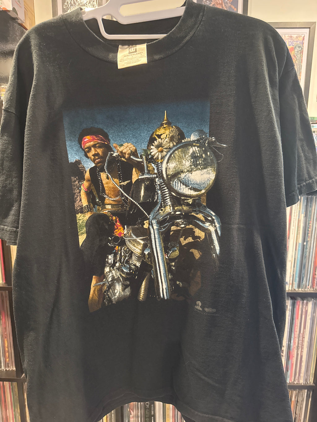 1997 Jimi Hendrix Motorcycle South Saturn Delta T-Shirt Black Winterland Large