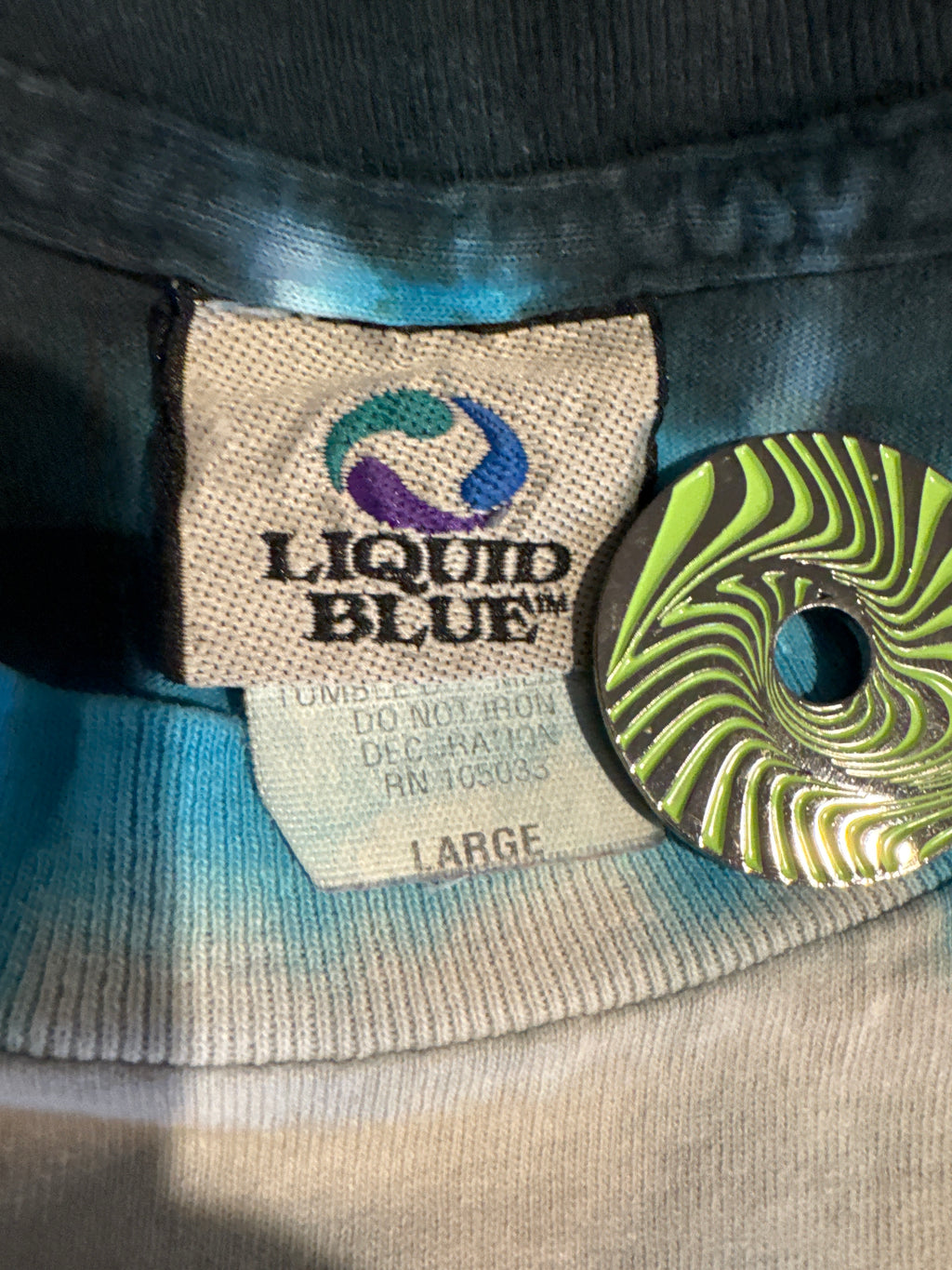 90s Led Zeppelin Icarus Tie Dye Purple Liquid Blue T-Shirt Large