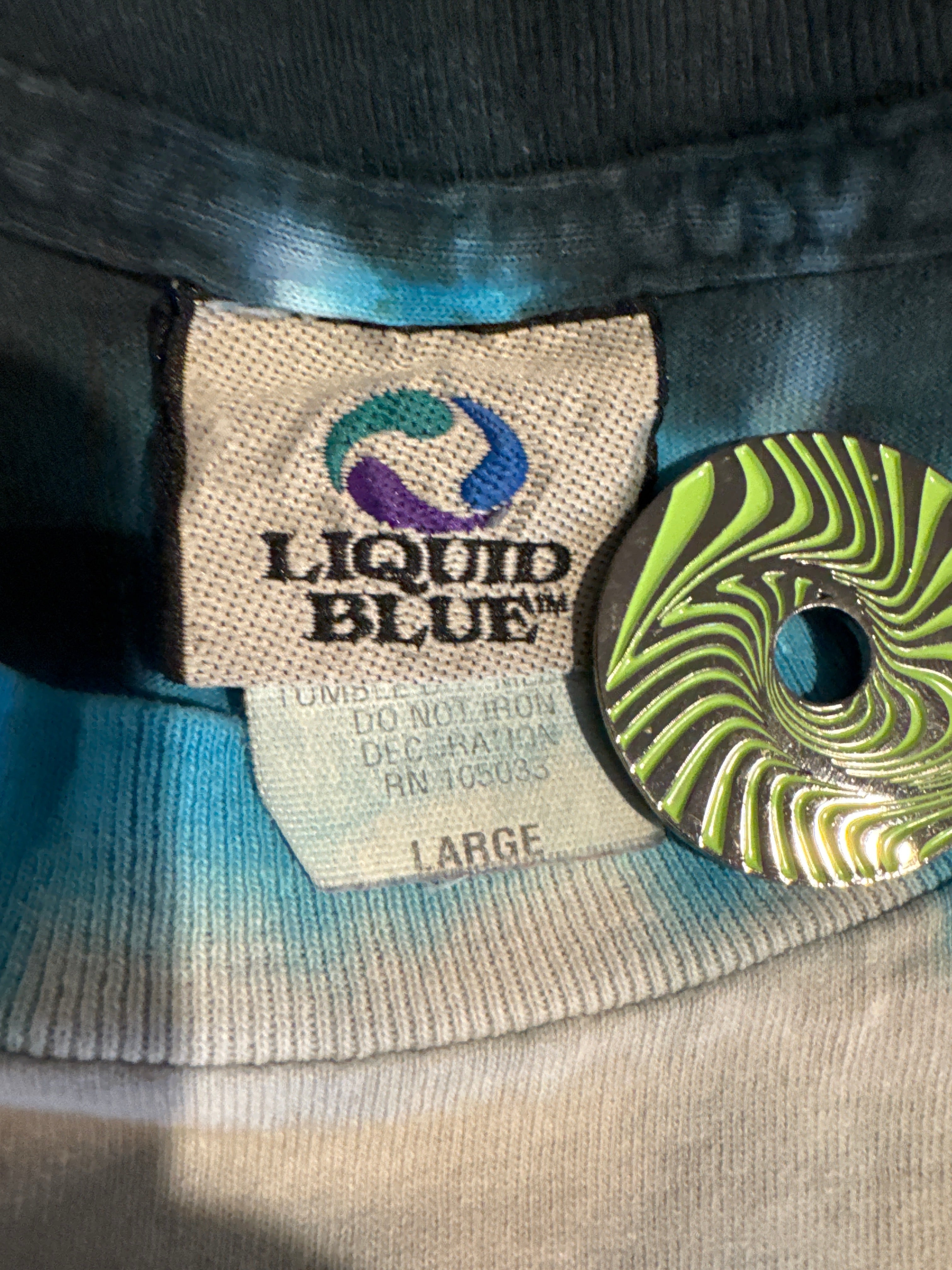 90s Led Zeppelin Icarus Tie Dye Purple Liquid Blue T-Shirt Large