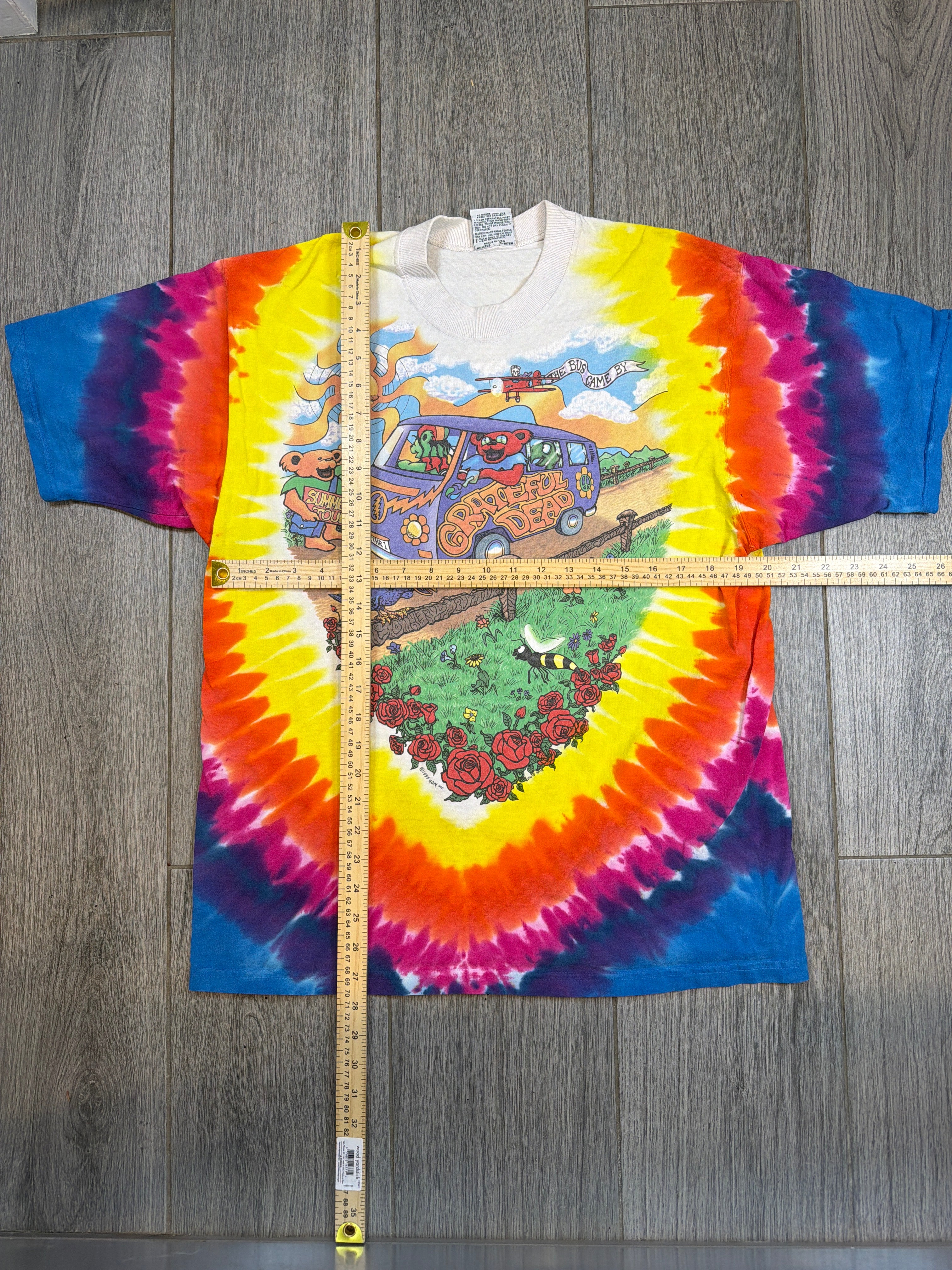 1994 Grateful Dead Summer Tour Bus Tie Dye Liquid Blue T-Shirt Large