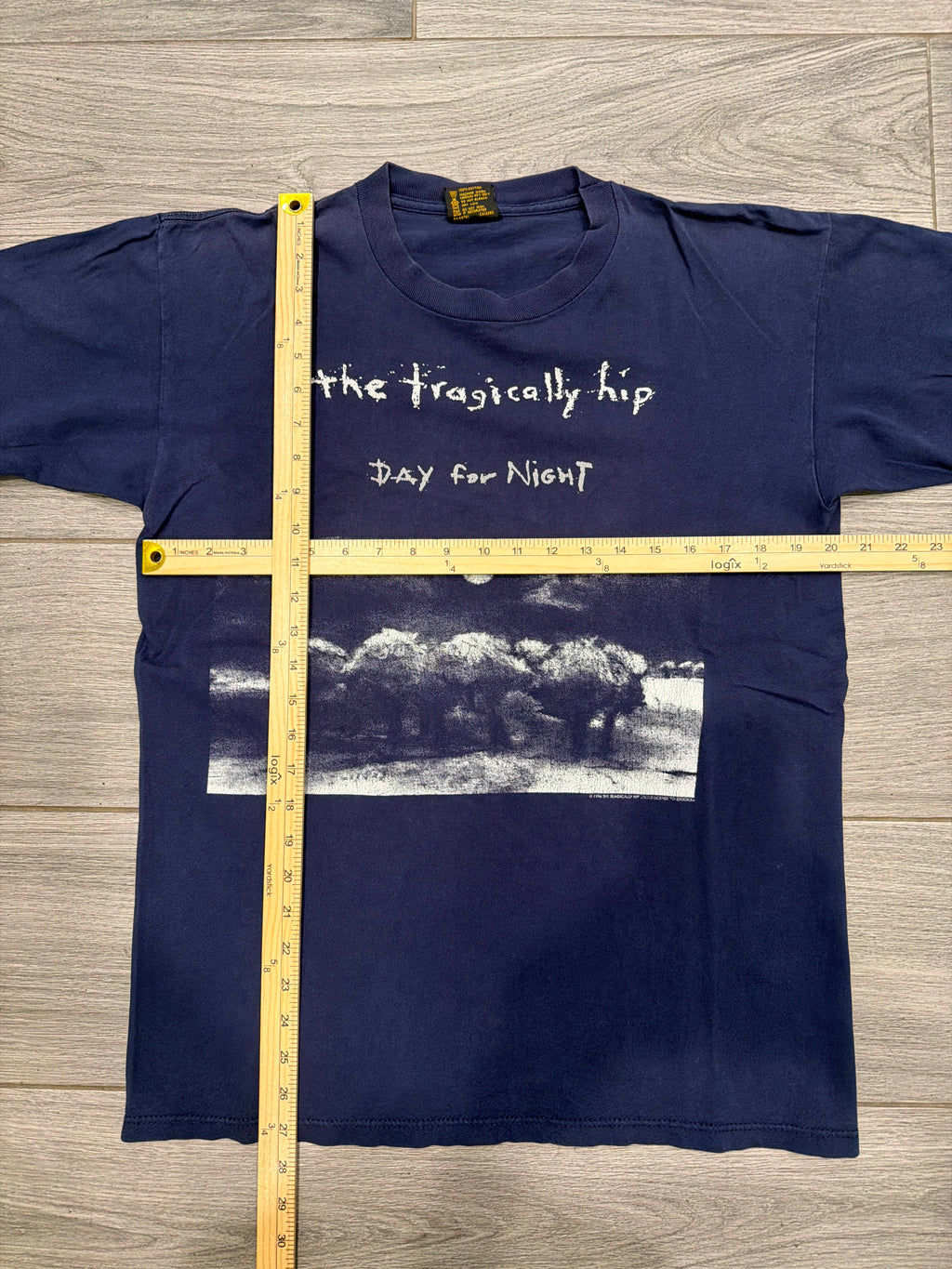 1994 The Tragically Hip Day For Night Album Blue T-Shirt Large Brockum