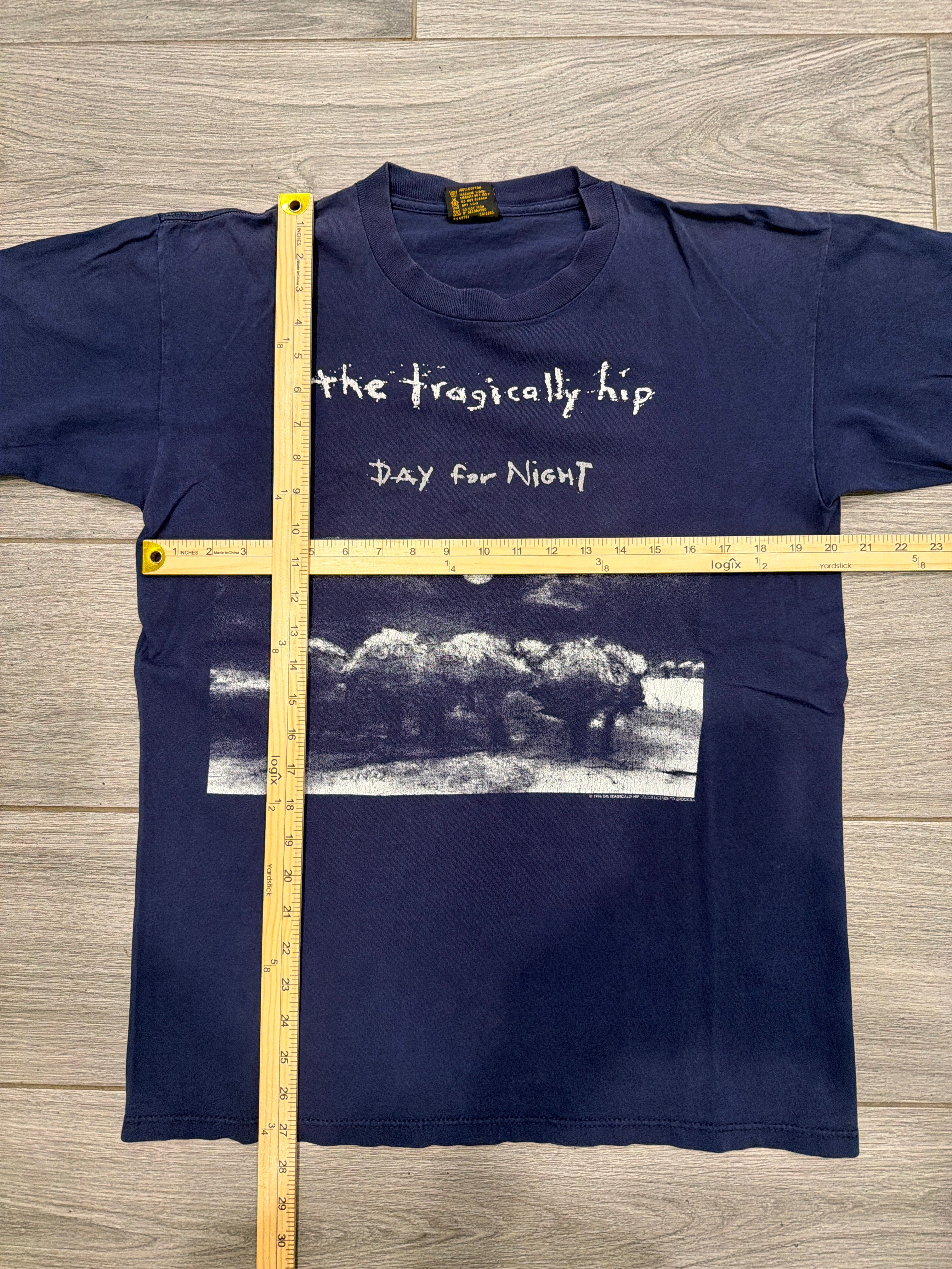 1994 The Tragically Hip Day For Night Album Blue T-Shirt Large Brockum