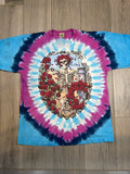 1995 Grateful Dead Skeleton Roses 30 Years Liquid Blue Tie Dye T-Shirt XL