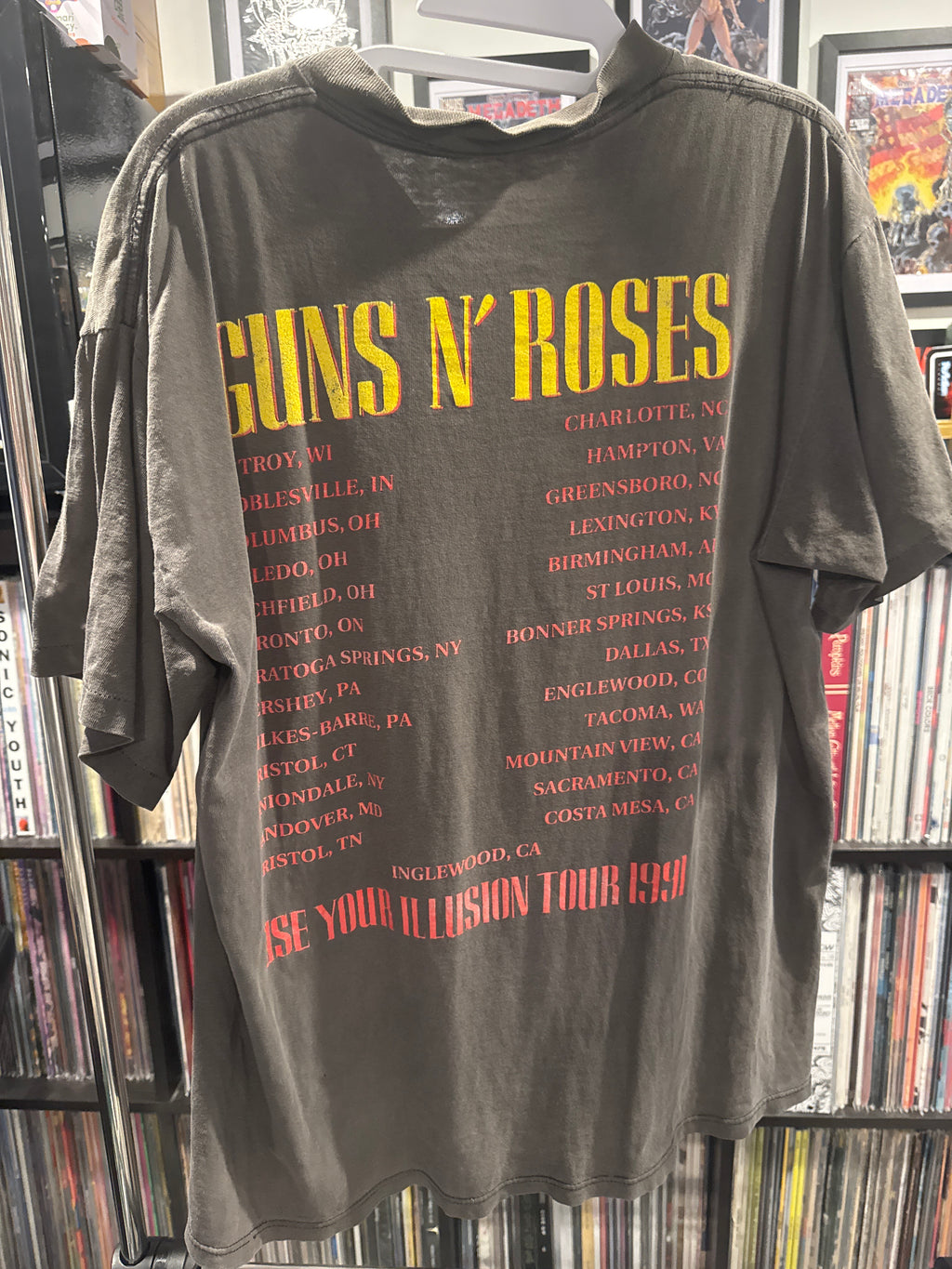 1991 Guns N Roses GnR Use Your Illusion Tour T Shirt XL Faded Black