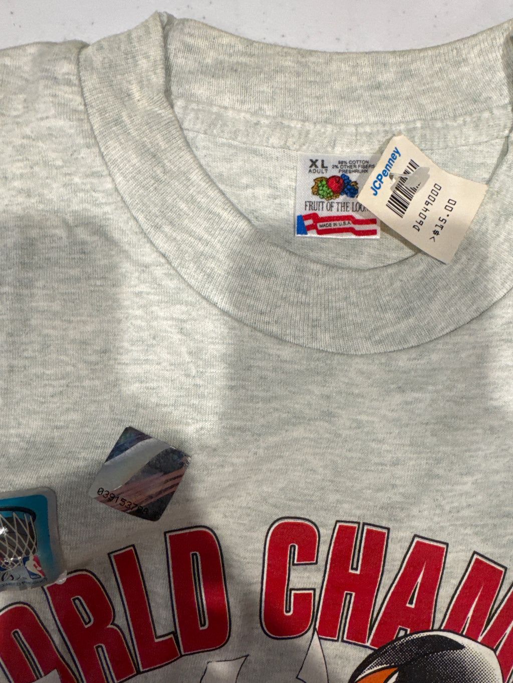 1993 Chicago Bulls World Champions DEADSTOCK Heather T-Shirt XL