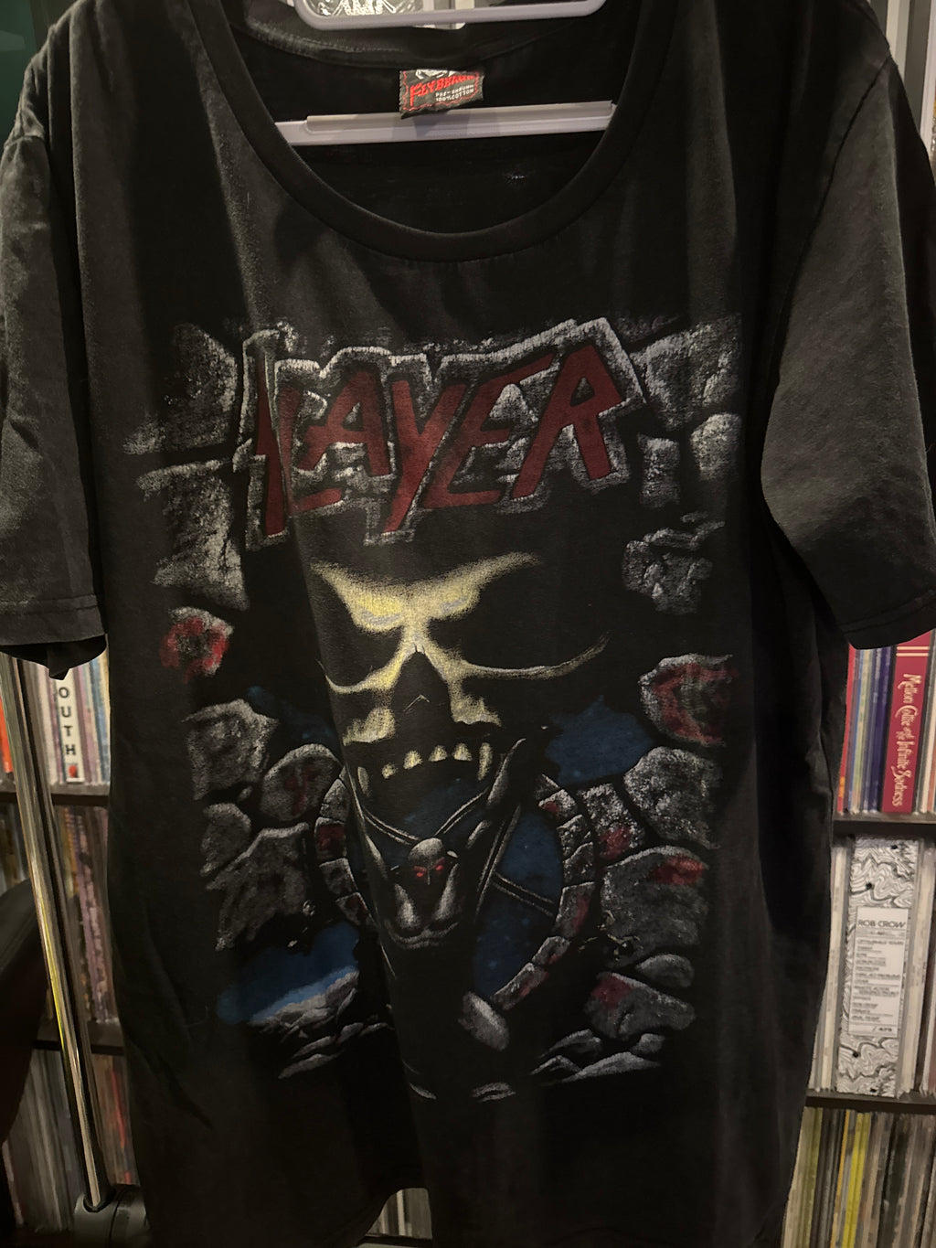 1996 Slayer US XL Wide Neck Black Big Graphics T Shirt