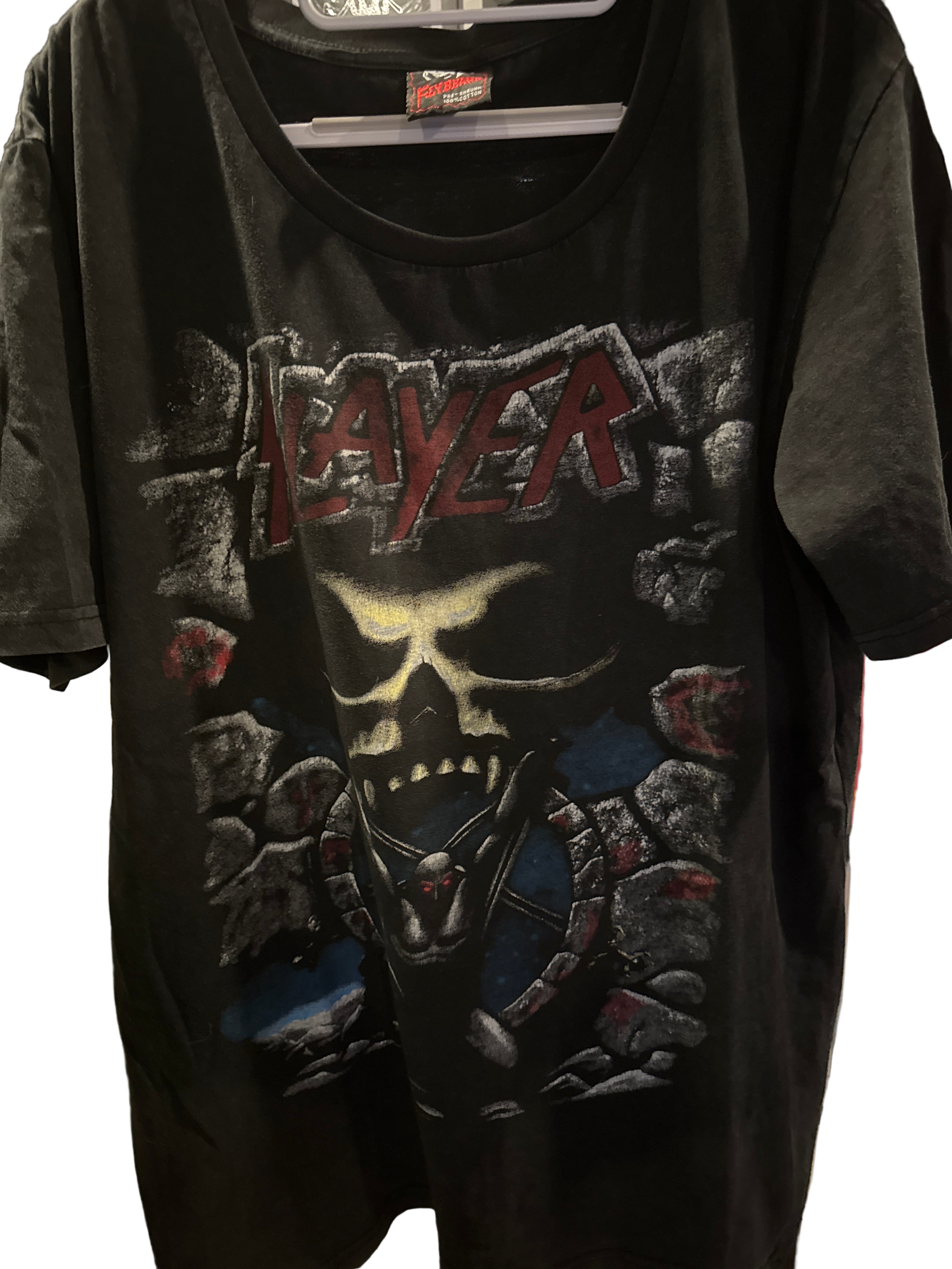 1996 Slayer US XL Wide Neck Black Big Graphics T Shirt