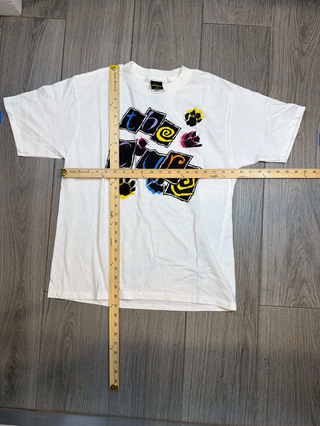 1987 The Cure Paw Prints Band White T-Shirt Large