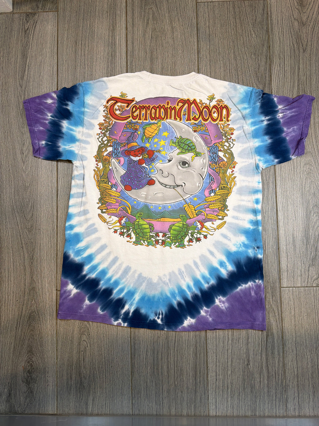 00 Grateful Dead Terrapin Moon Wizard Liquid Blue Tie Dye T-Shirt Large