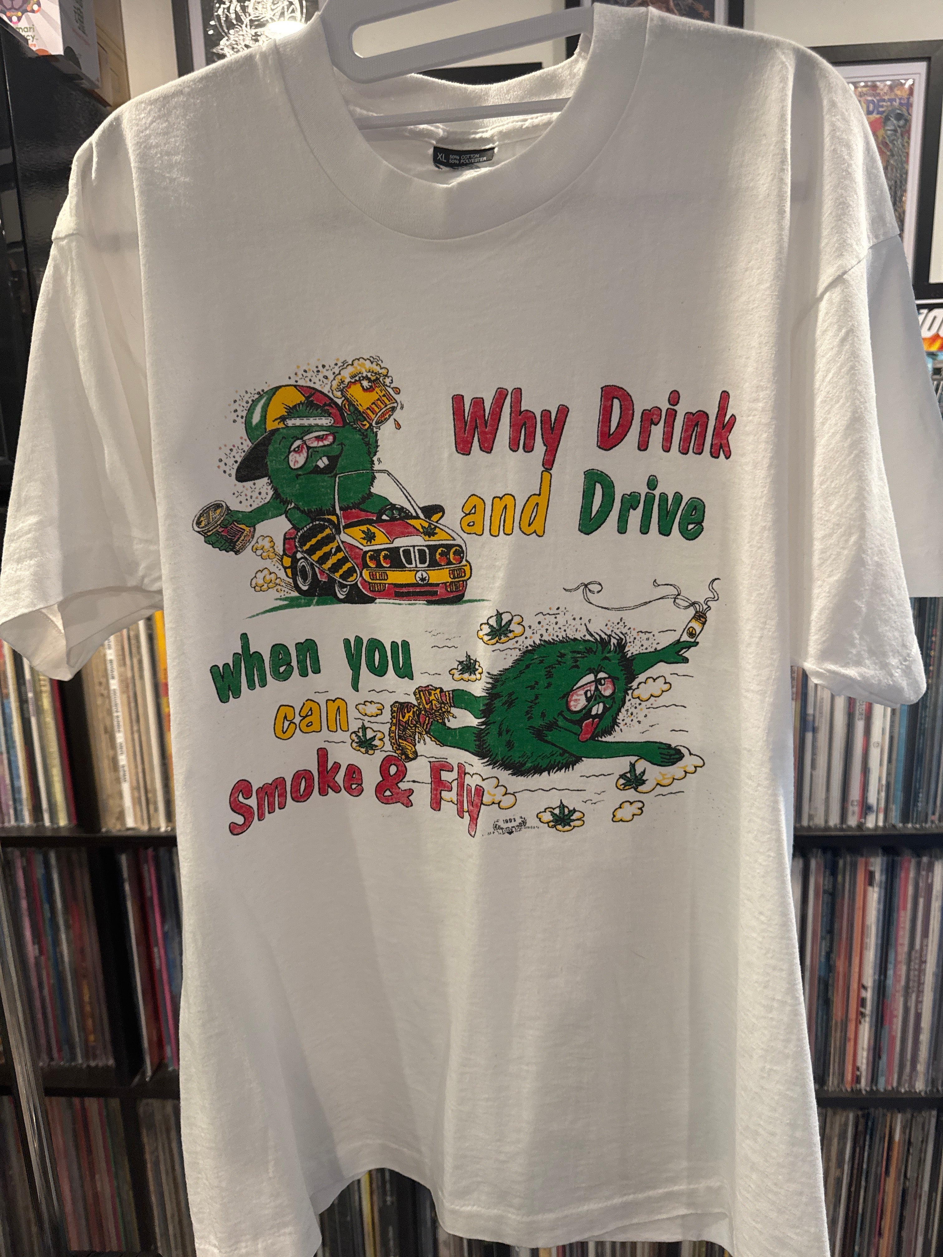 90s Green Monster Why Drink When You Can Smoke XL White Repaired