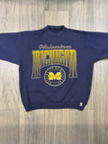 University of Michigan Wolverines Football 90s Blue Crewneck Sweatshirt Large