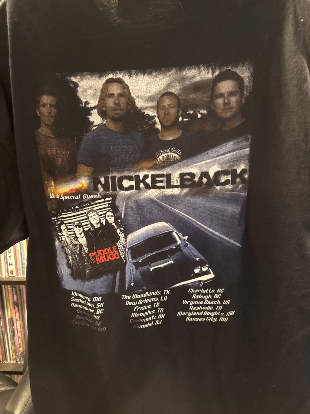 2004 Nickelback Puddle of Mudd Tour T-Shirt XL Black Graphic