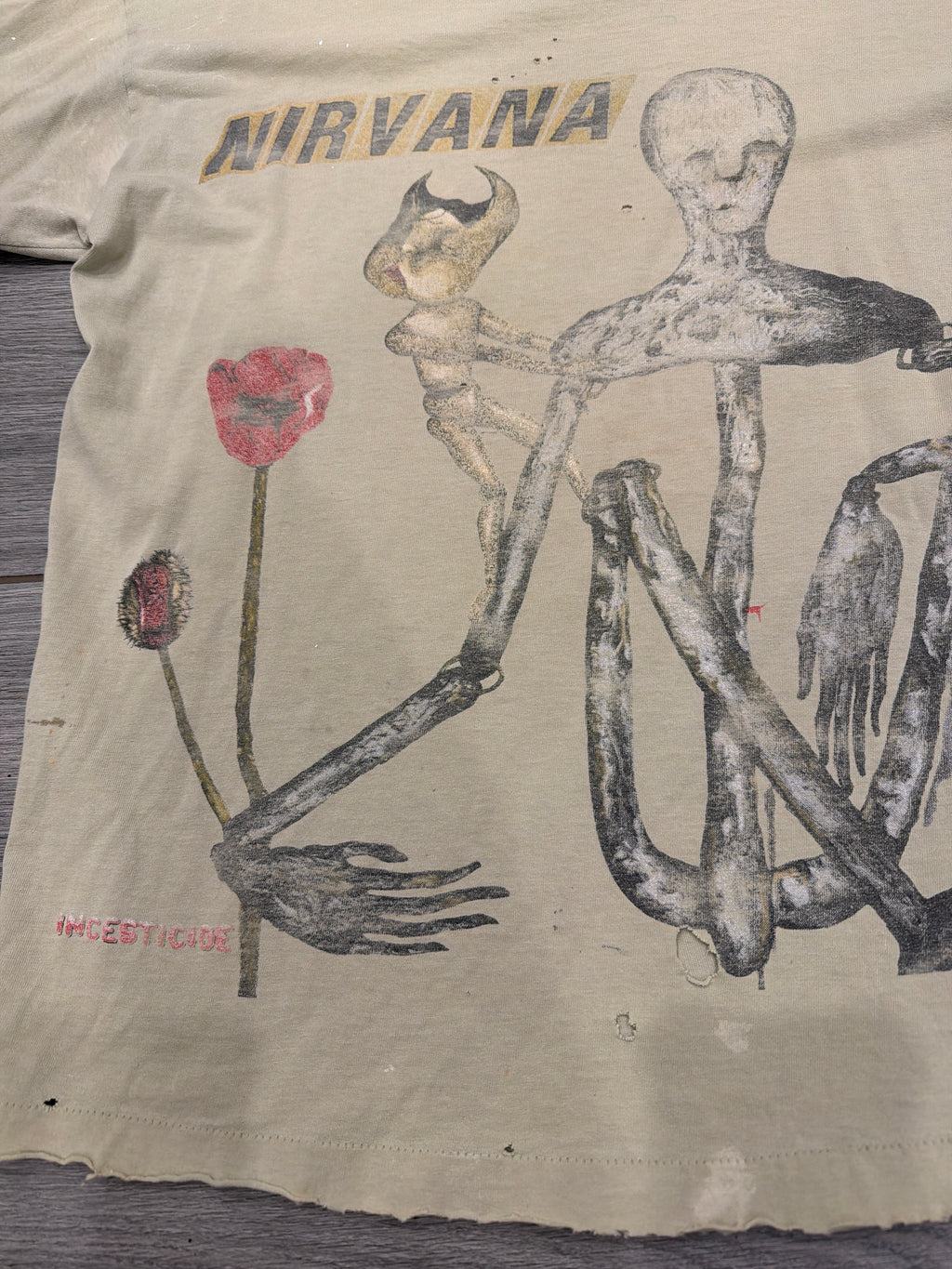 1993 Nirvana Incesticide Kurt Cobain Giant Thrashed T-Shirt XL