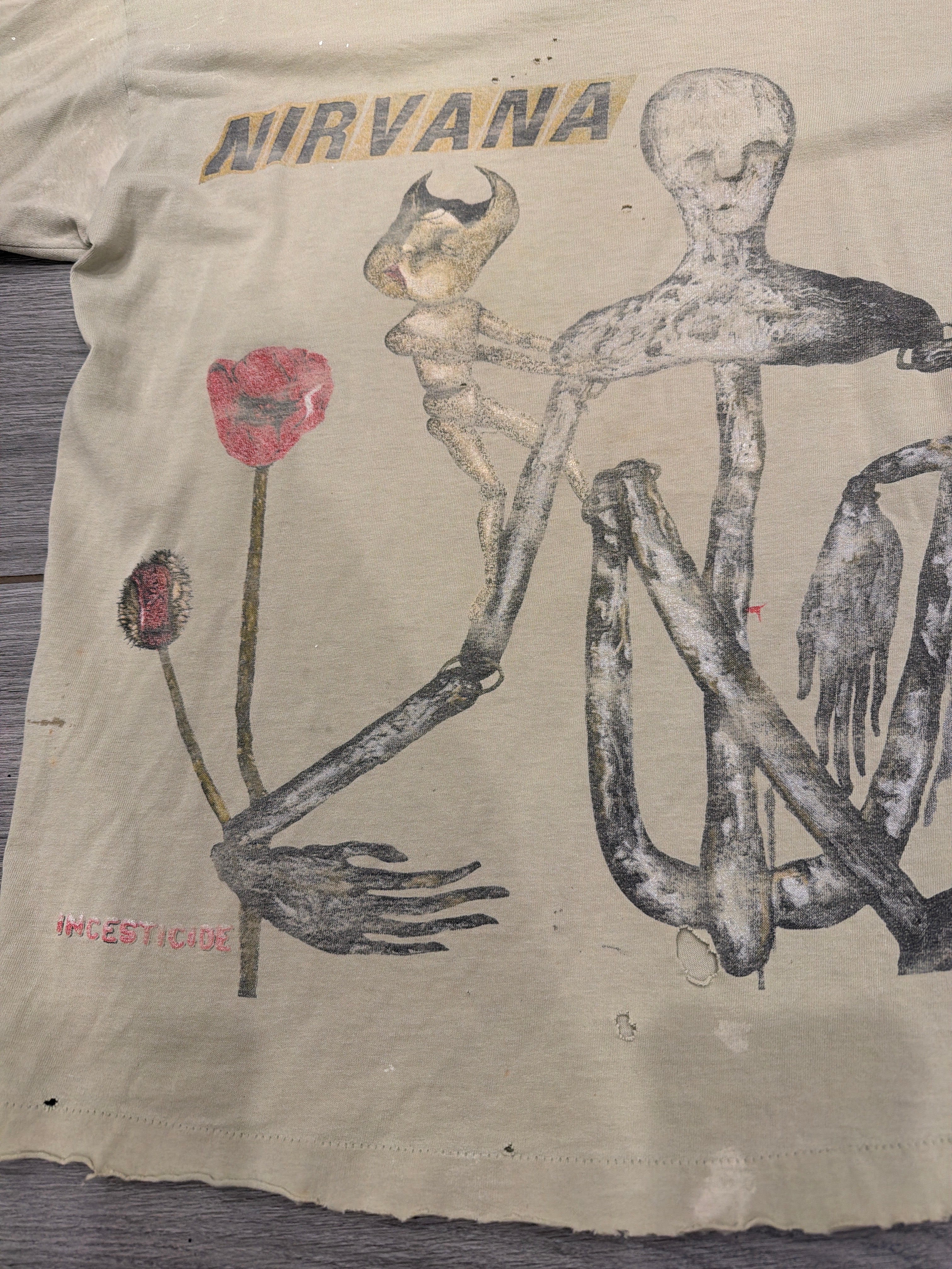 1993 Nirvana Incesticide Kurt Cobain Giant Thrashed T-Shirt XL