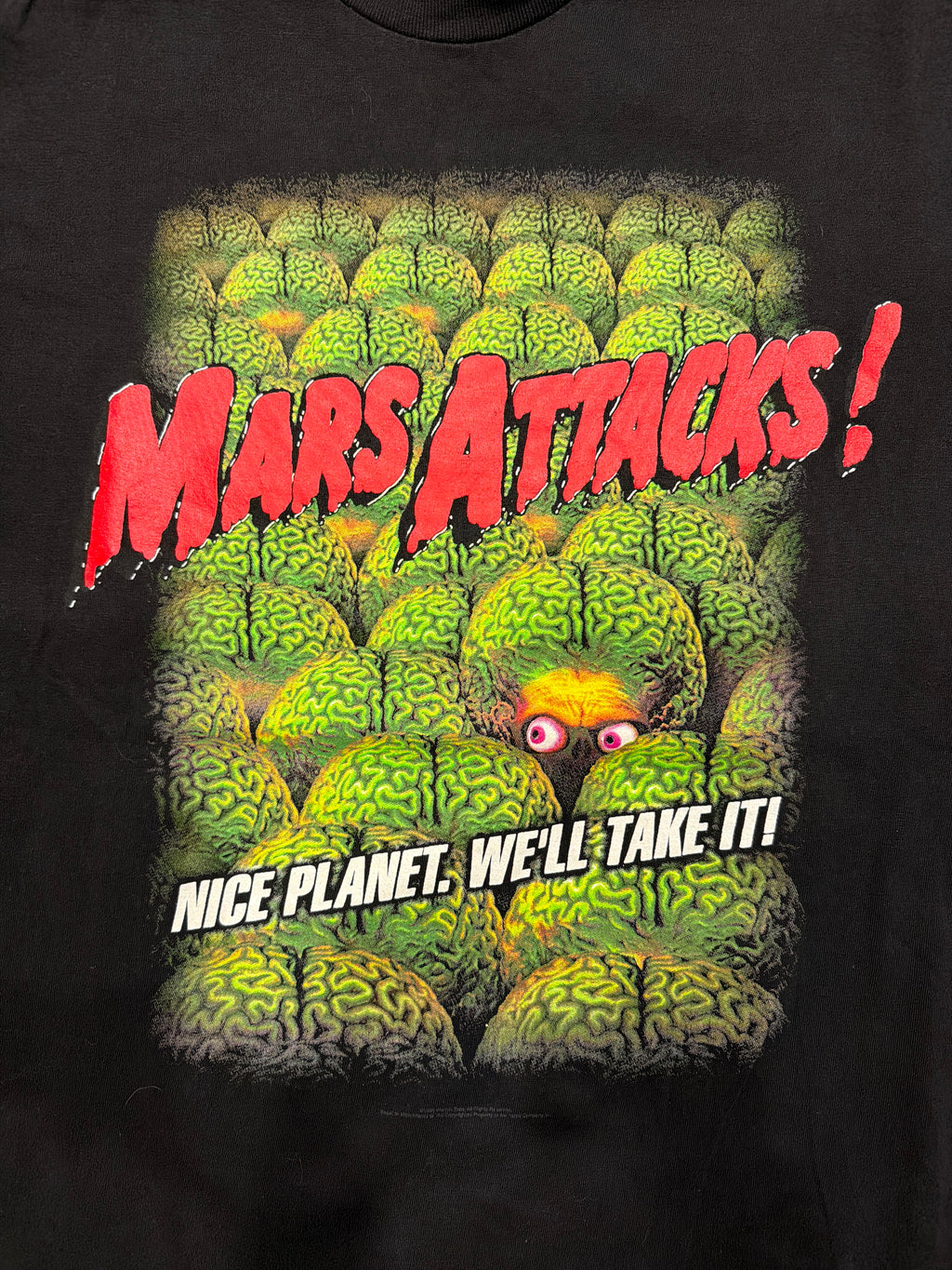 90s Mars Attacks Movie Promo Black T-Shirt XL Q-Tees Single Stitch XL