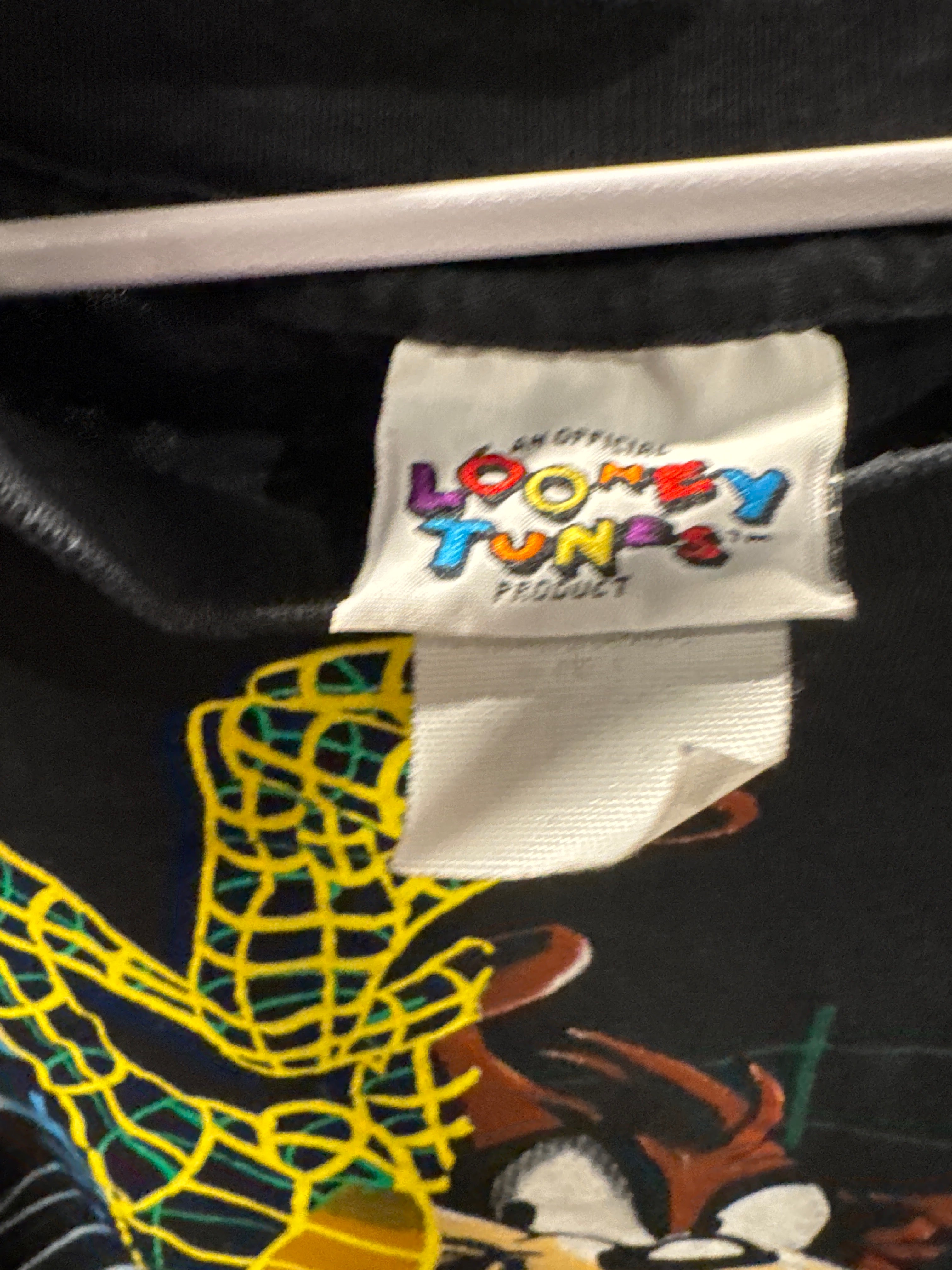 1996 Taz Looney Tunes Surfing The Net Single Stitch Black T-Shirt Large