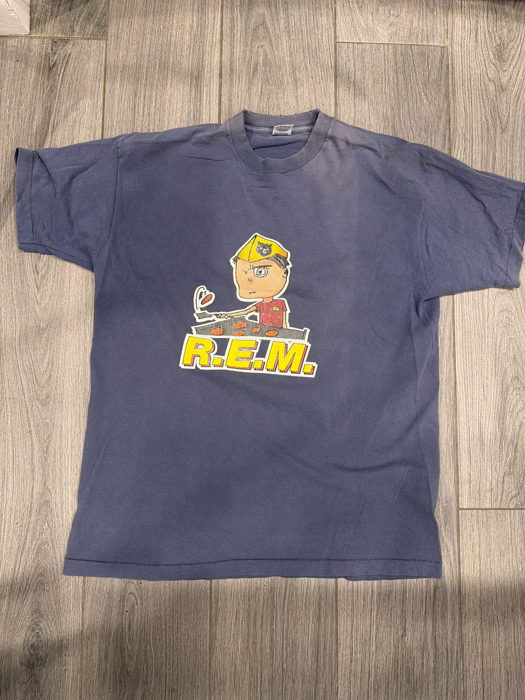 1994 R.E.M. REM Burger Flipper Blue FOTL T-Shirt XL