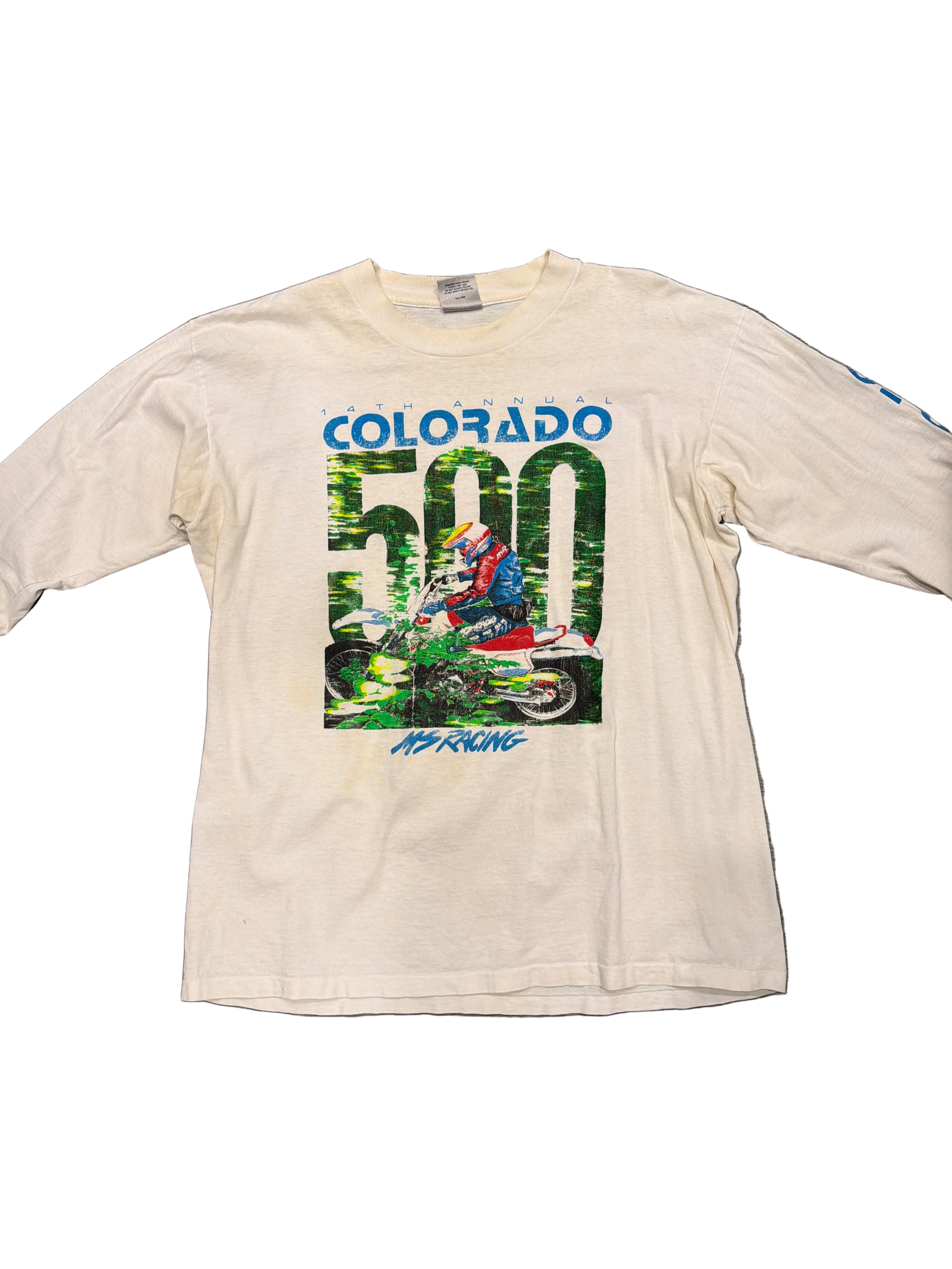 1989 14th Colorado 500 Motorcycle Dirt Bike Long Sleeve White T-Shirt XL